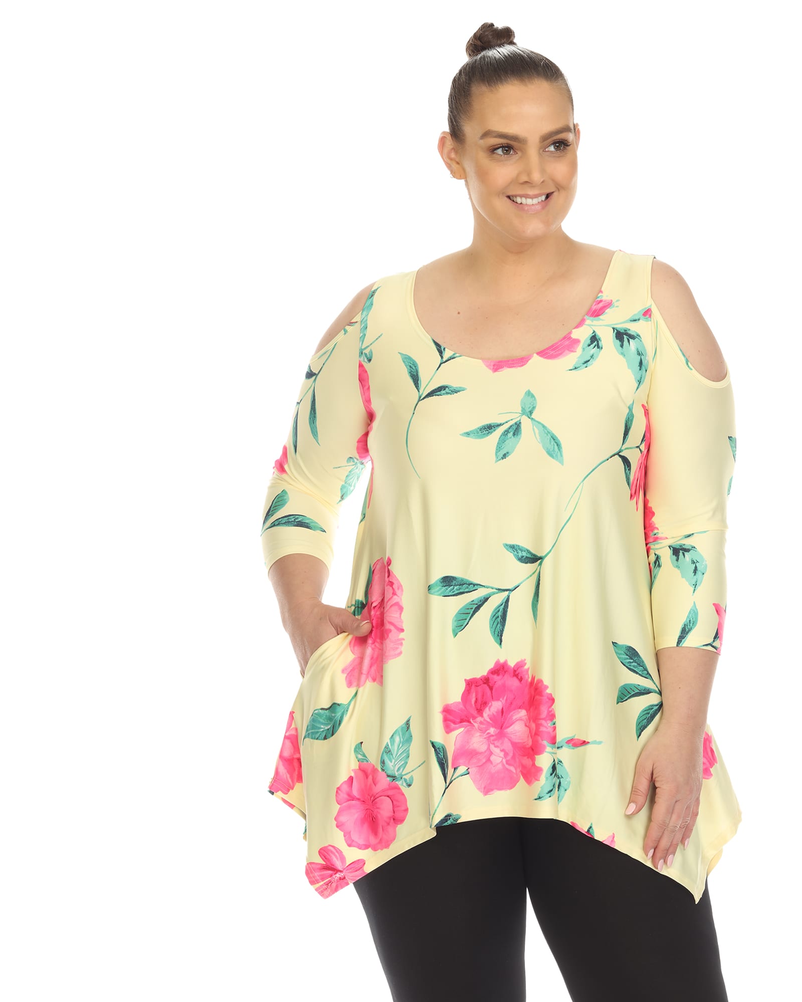 LARACE Cold Shoulder Tops for Women Plus Size Floral Shirts