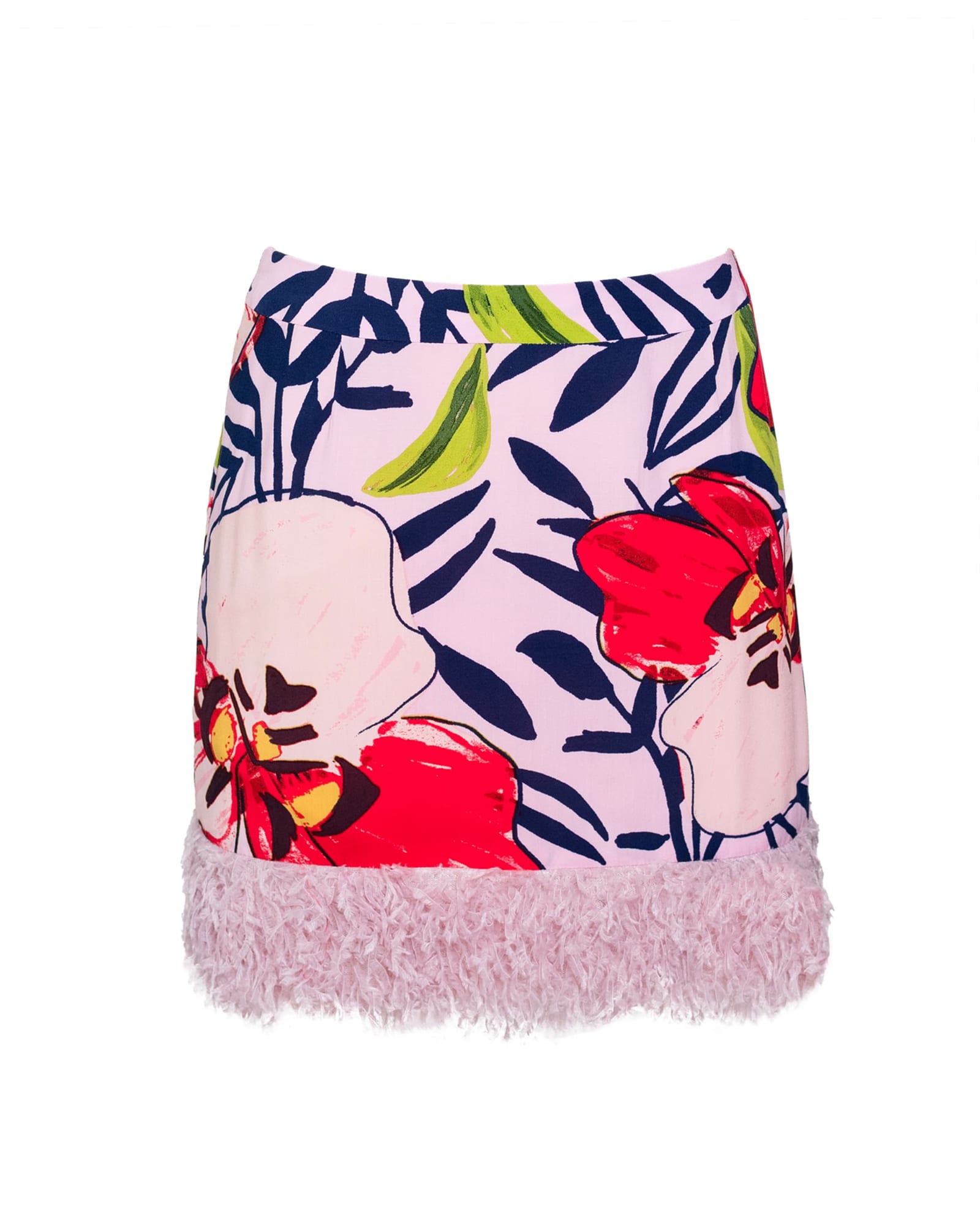 Feather' Hem Floral Skirt | Pink
