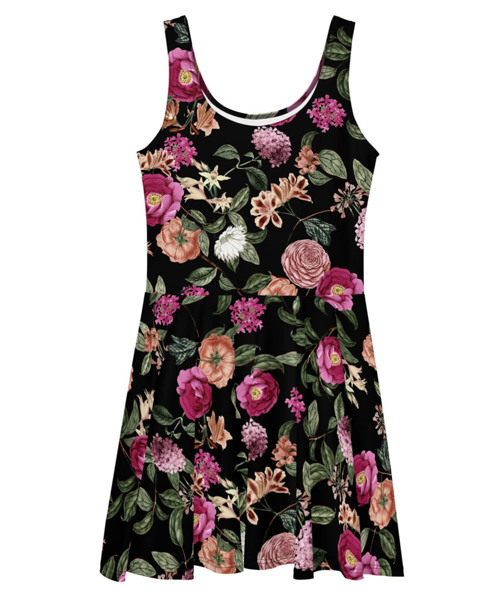 Dark Tropic Romance Skater Dress | Dark Tropic Floral Print