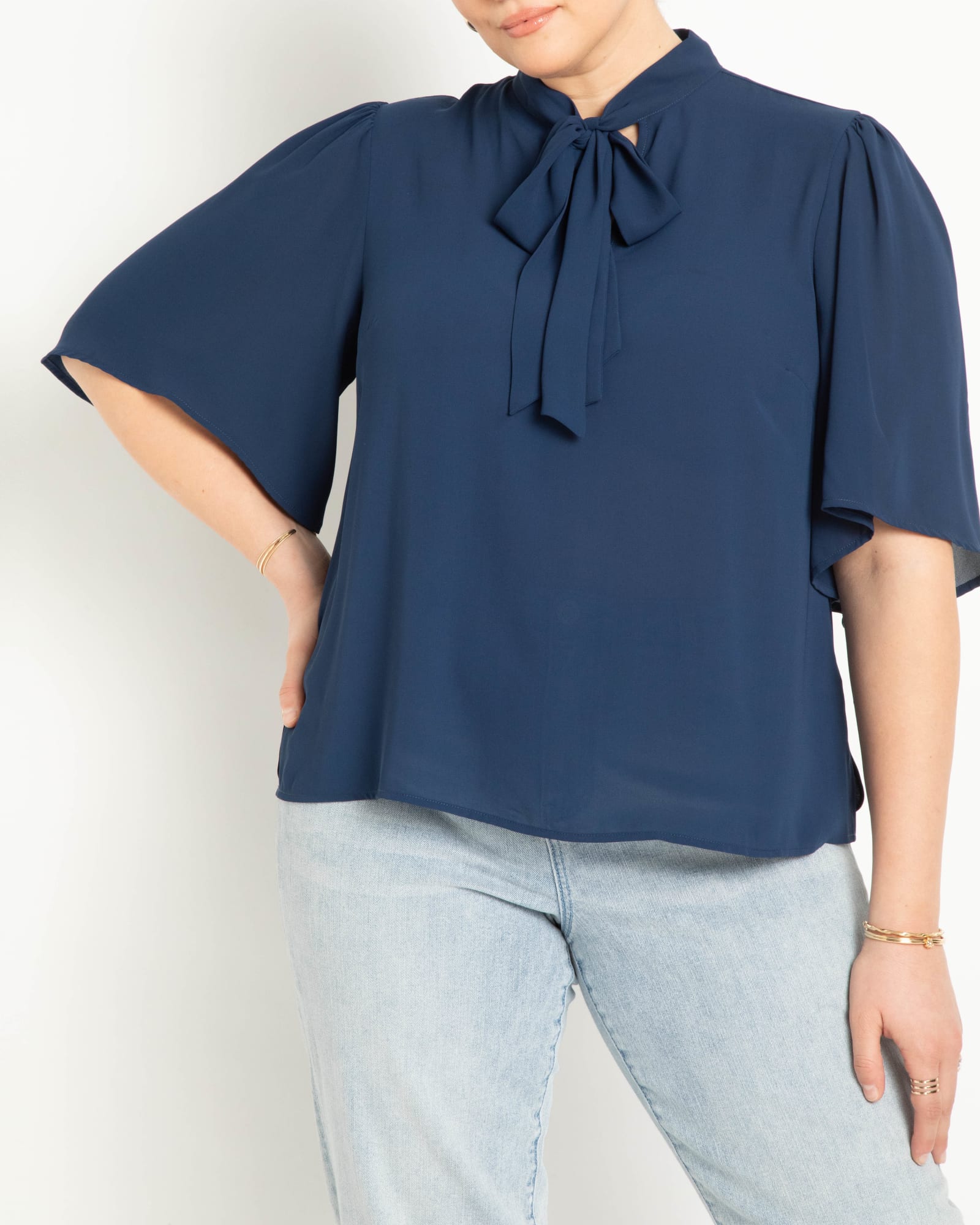 Bow Blouse With Flutter Sleeve | Ocean Cavern