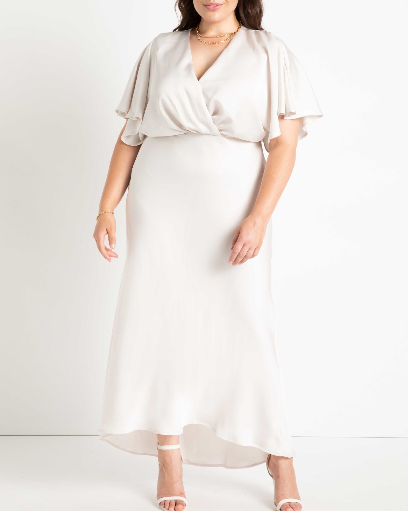Kimono Sleeve Maxi Dress | White | White sand