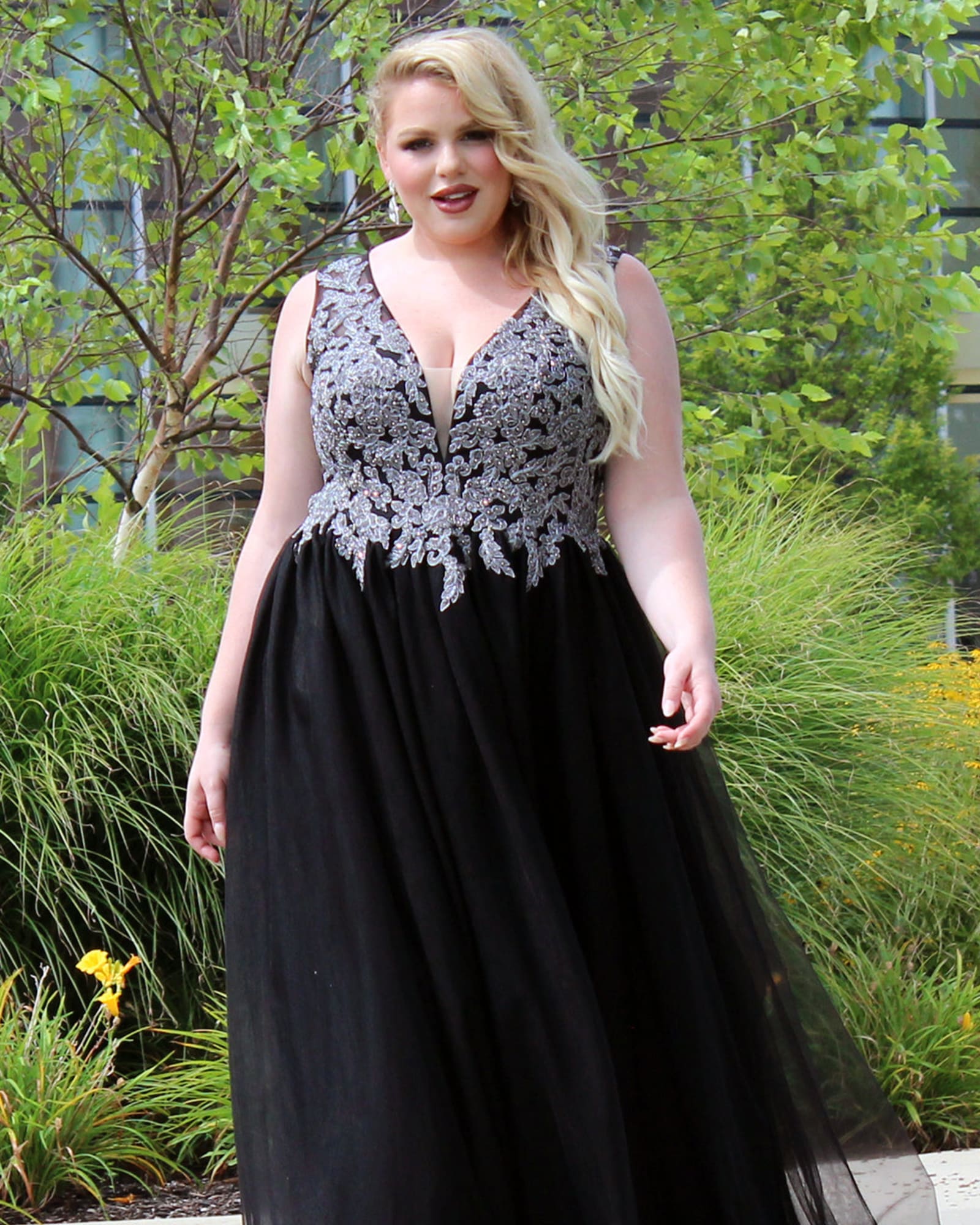 Plus Size Silver Formal Dress