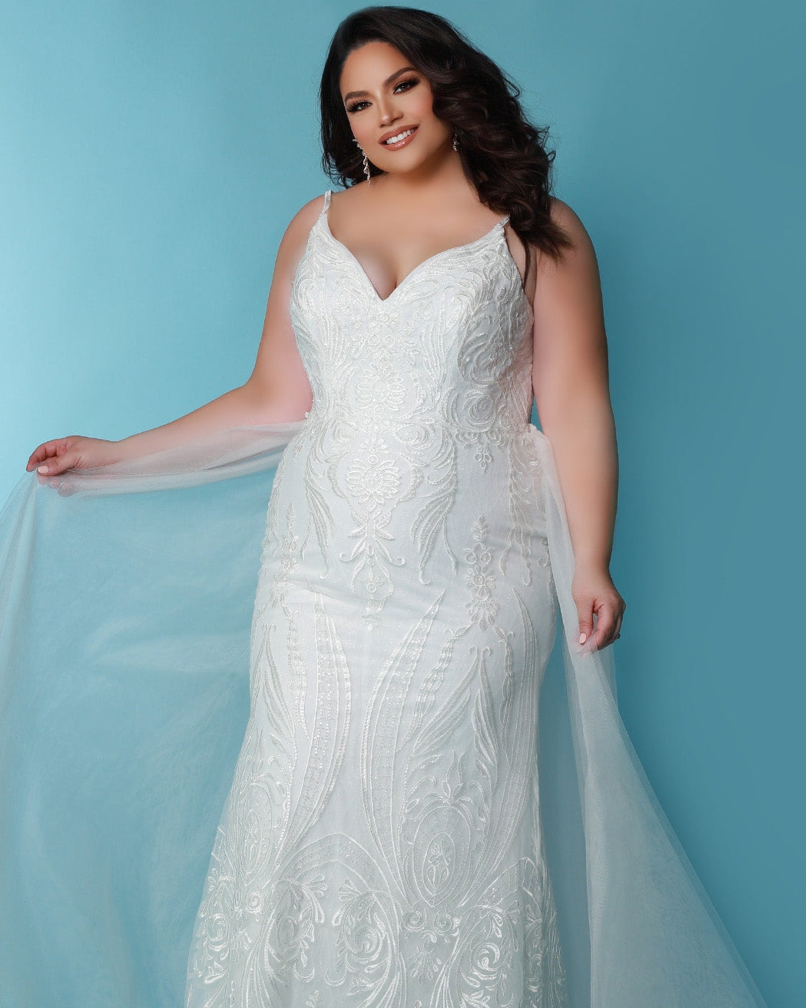 Sheath V-neck Lace Wedding dresses With Chapel Train, Unique Bridal Go –  Okdresses