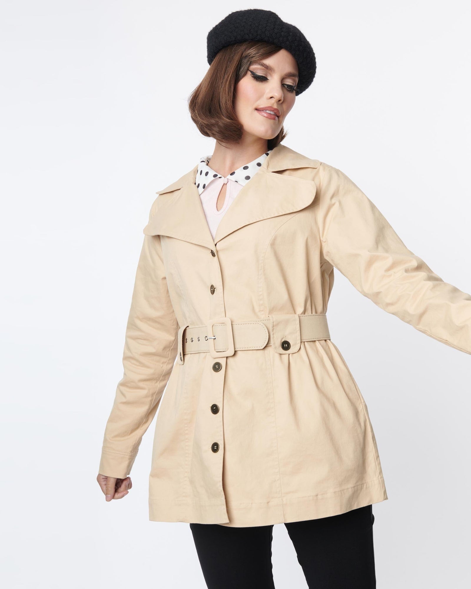 Smak Parlour Khaki Belted Trench Coat | Brown, Nude