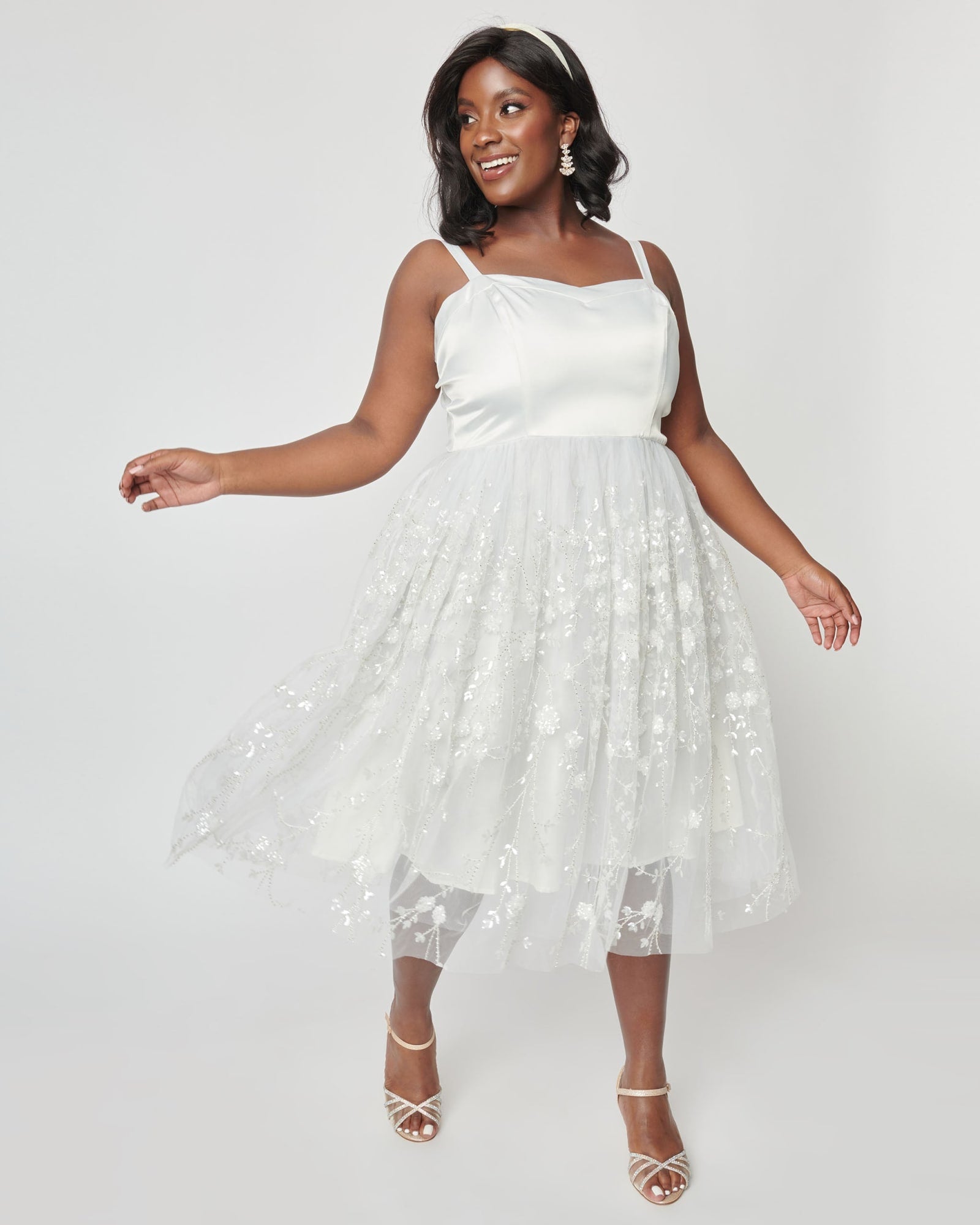 Plus Size White Tulle Dress