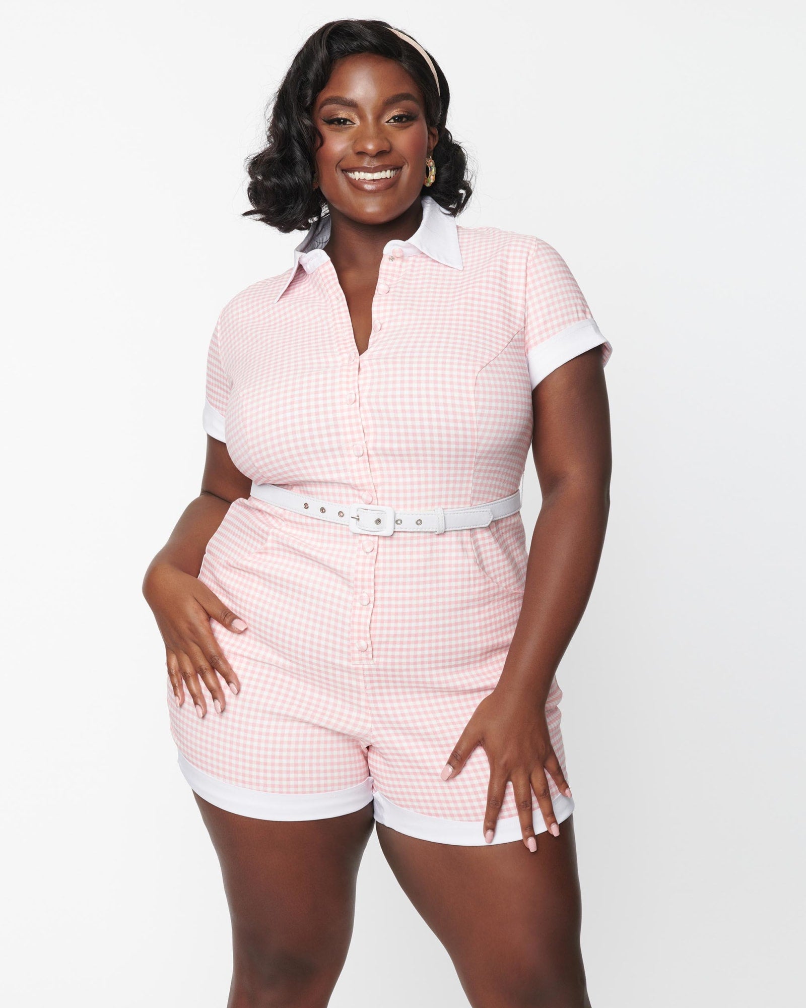 Unique Vintage Pink & White Gingham Patsy Romper | Pink, White, Gingham