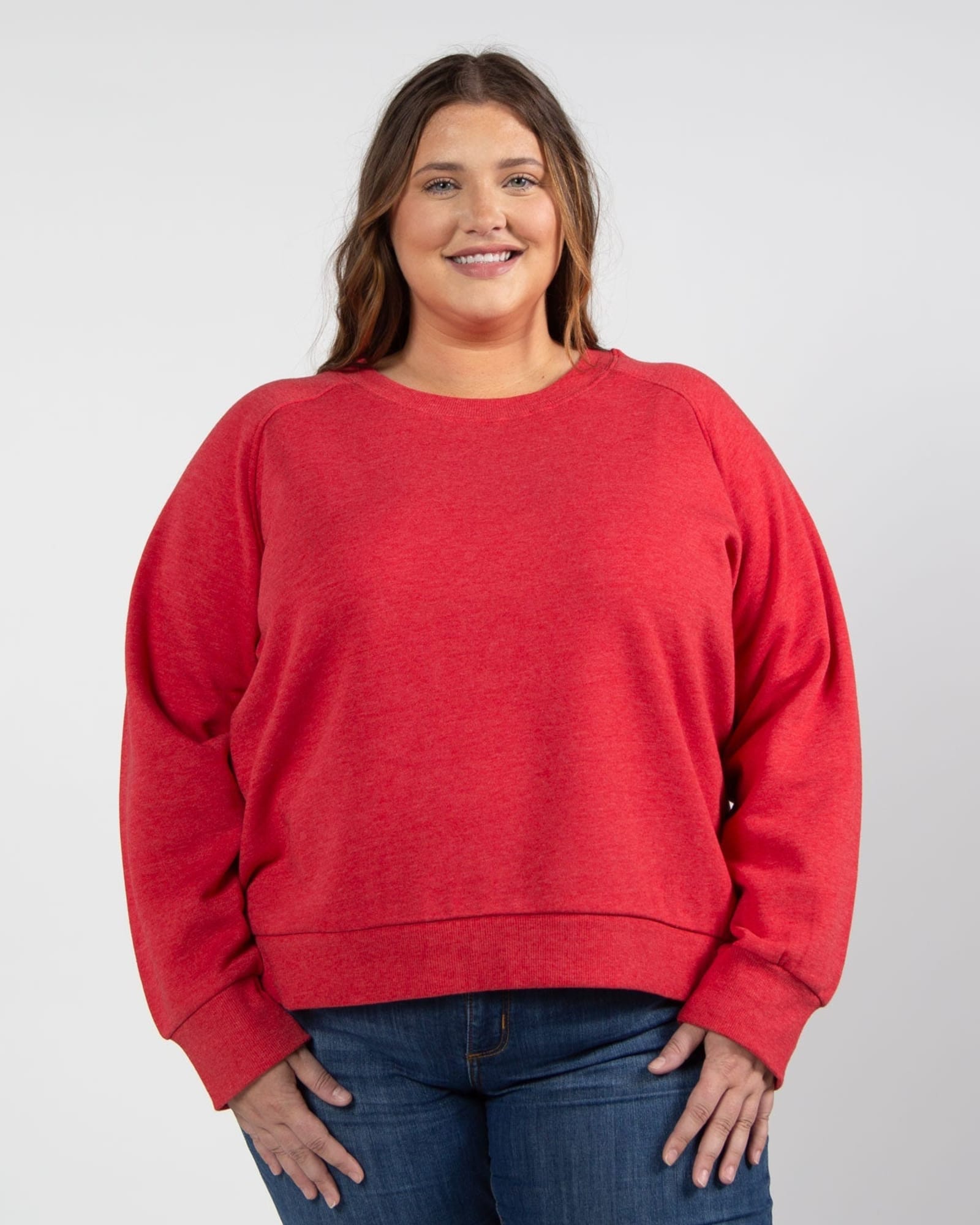 Boxy Raglan Pullover | Red