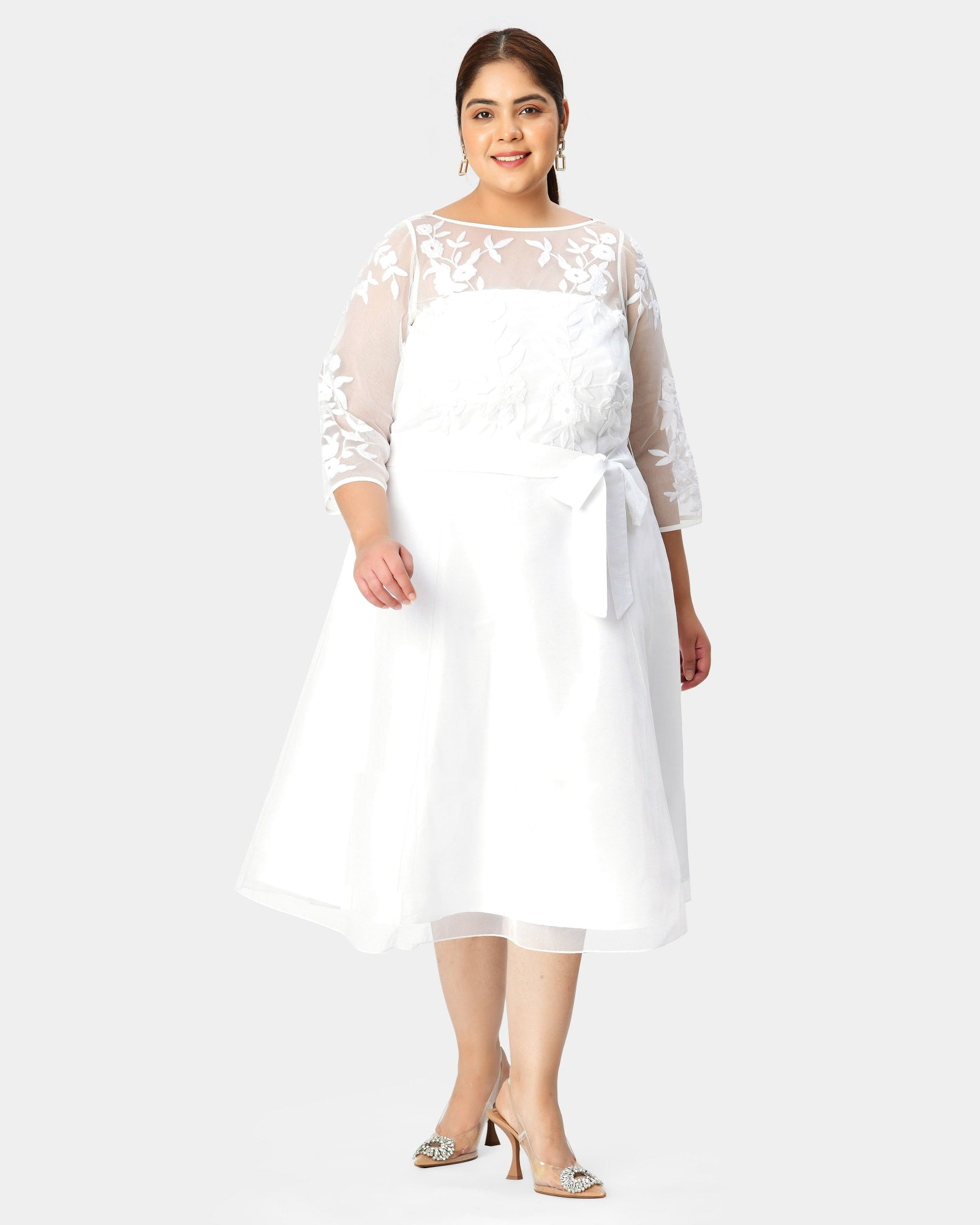 Plus Size White Tulle Dress