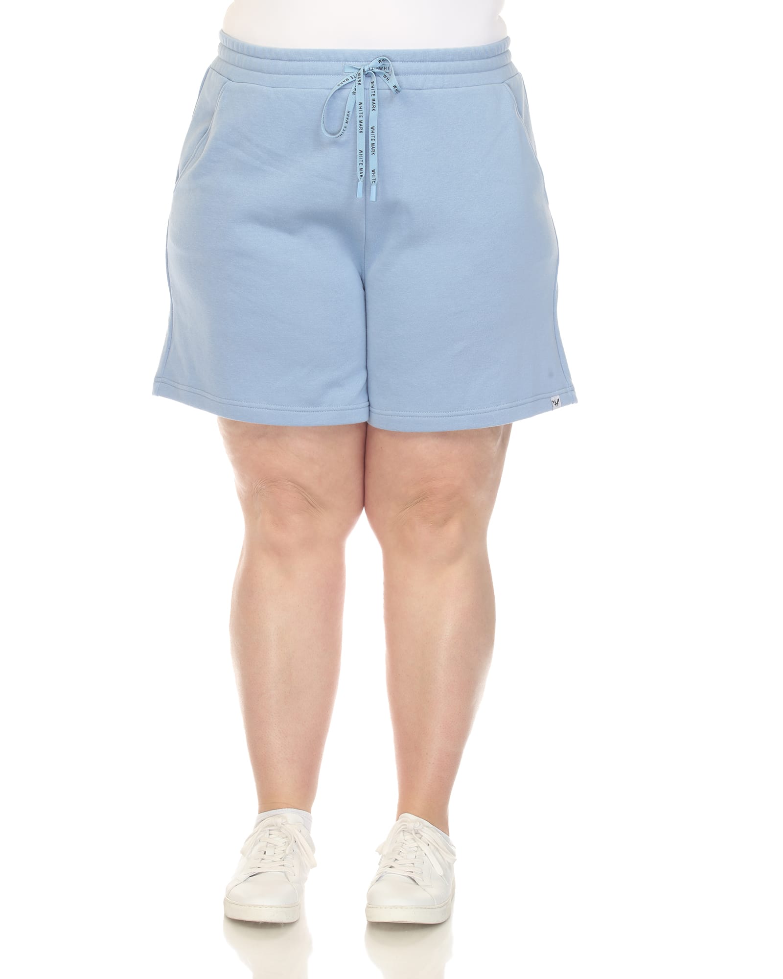 Plus Size Light Blue + White Kieryn Relaxed Seersucker Capri Pant