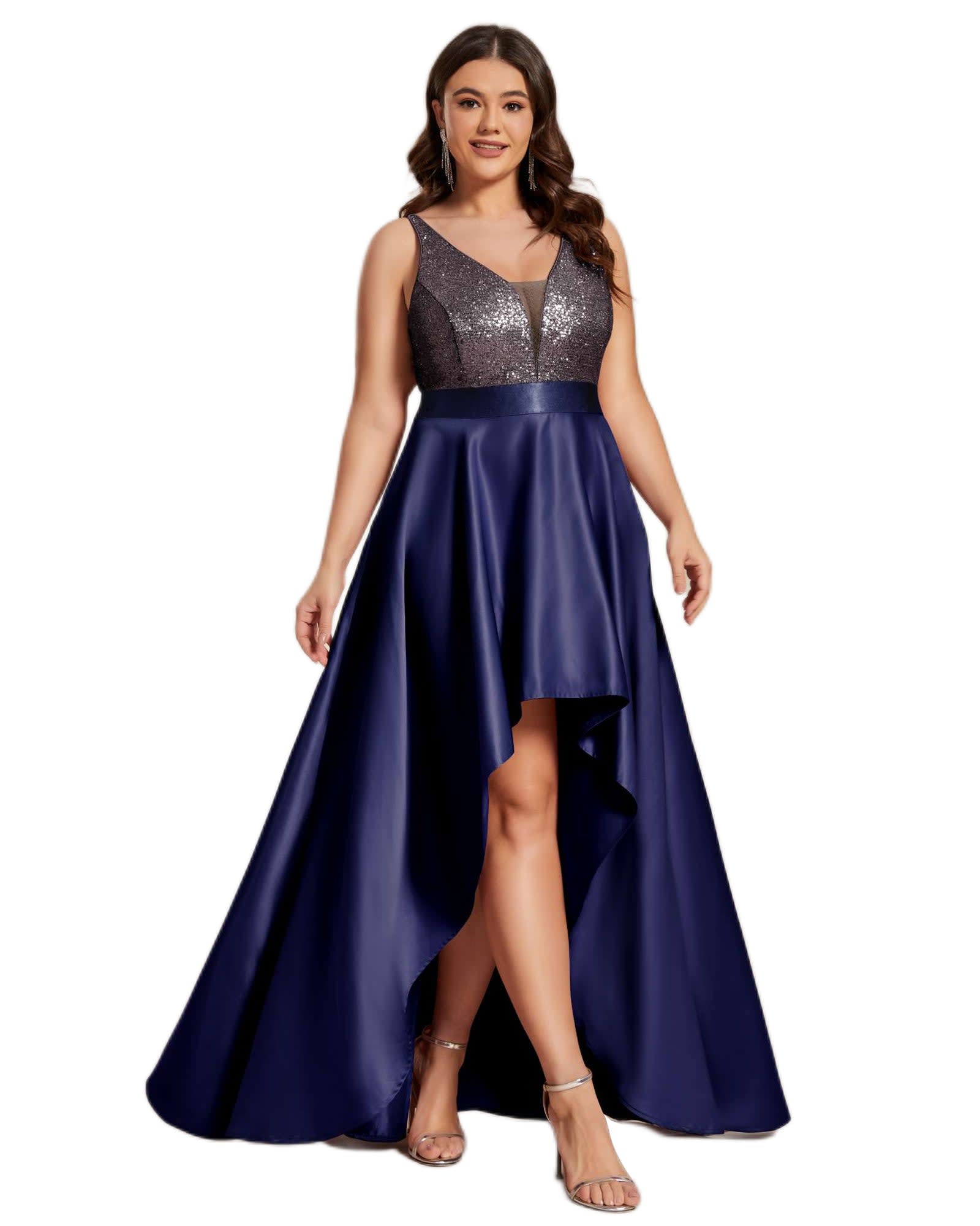 Plus Size Navy Blue Prom Dresses