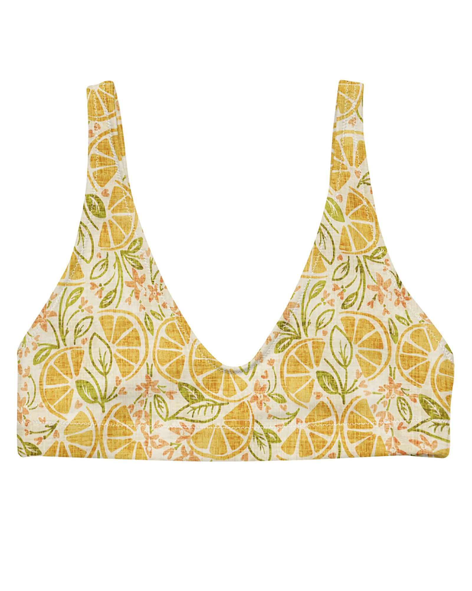 Vintage Citrus Recycled Bikini Top | Yellow/Orange Multi