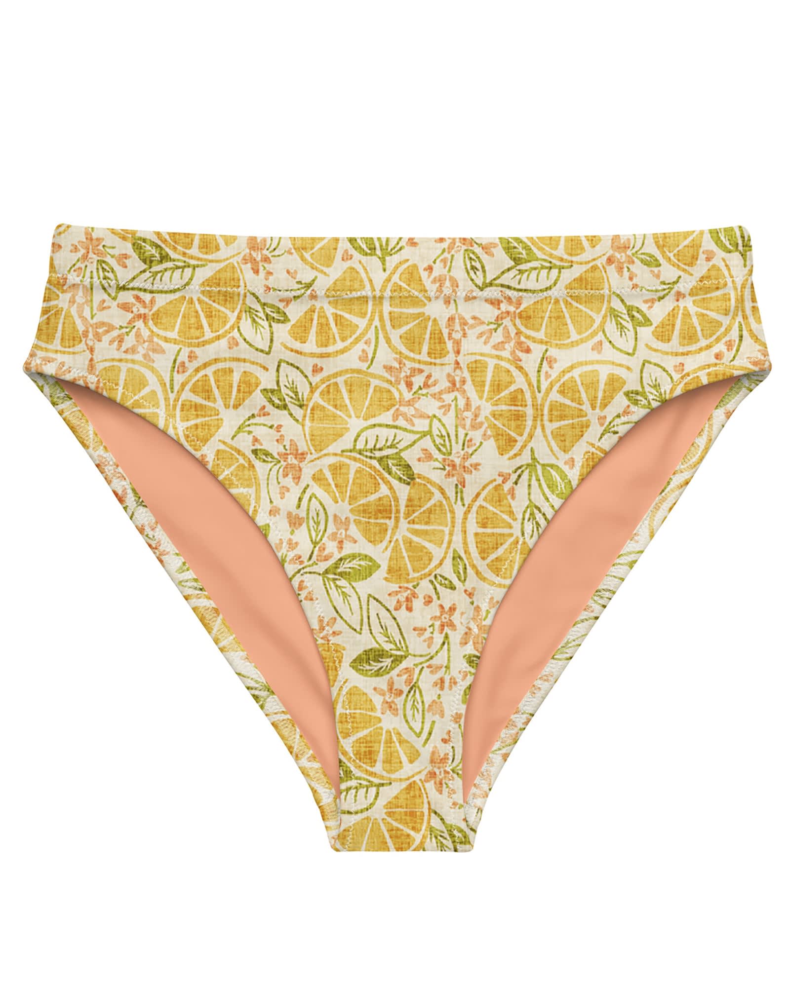 Vintage Citrus Recycled High-Waisted Bikini Bottom | Yellow/Orange Multi