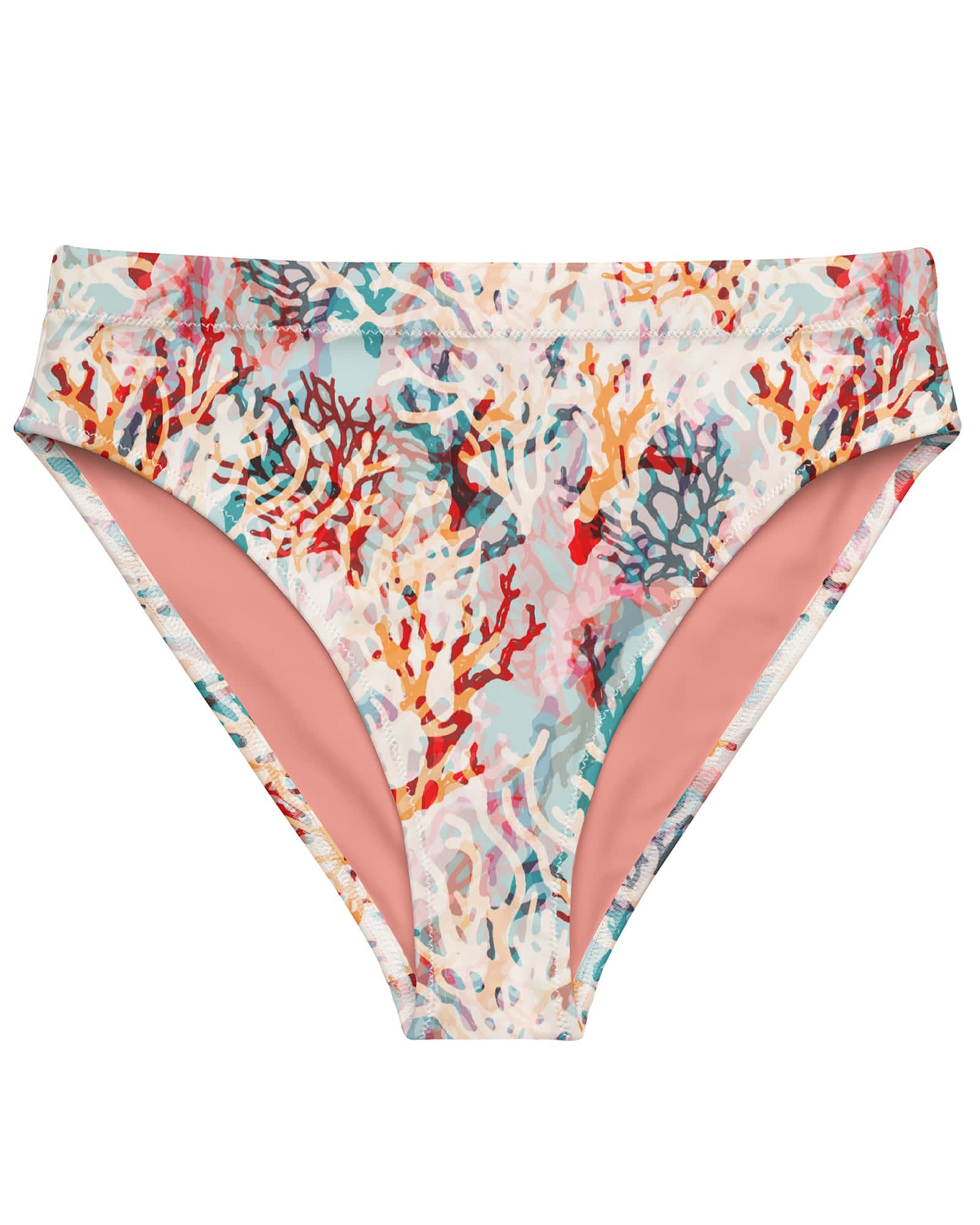 Coral Dream Recycled High-Waisted Bikini Bottom | Pastel Multi