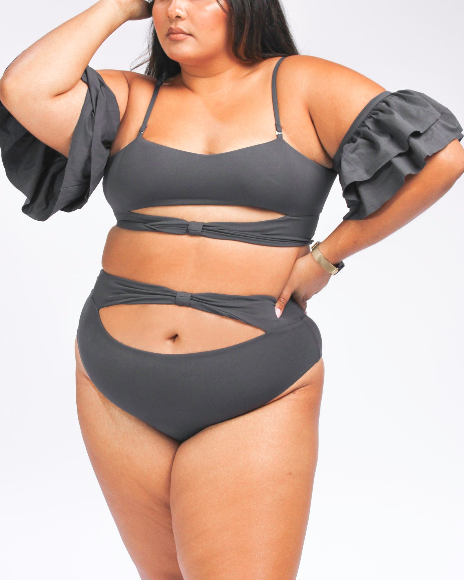 Just Add Water Bikini Top in Black Curves