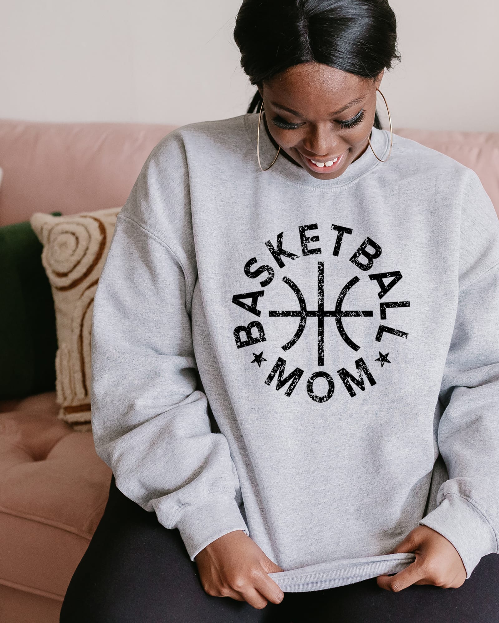 Basketball Mom Distressed Graphic Sweatshirt | Hue