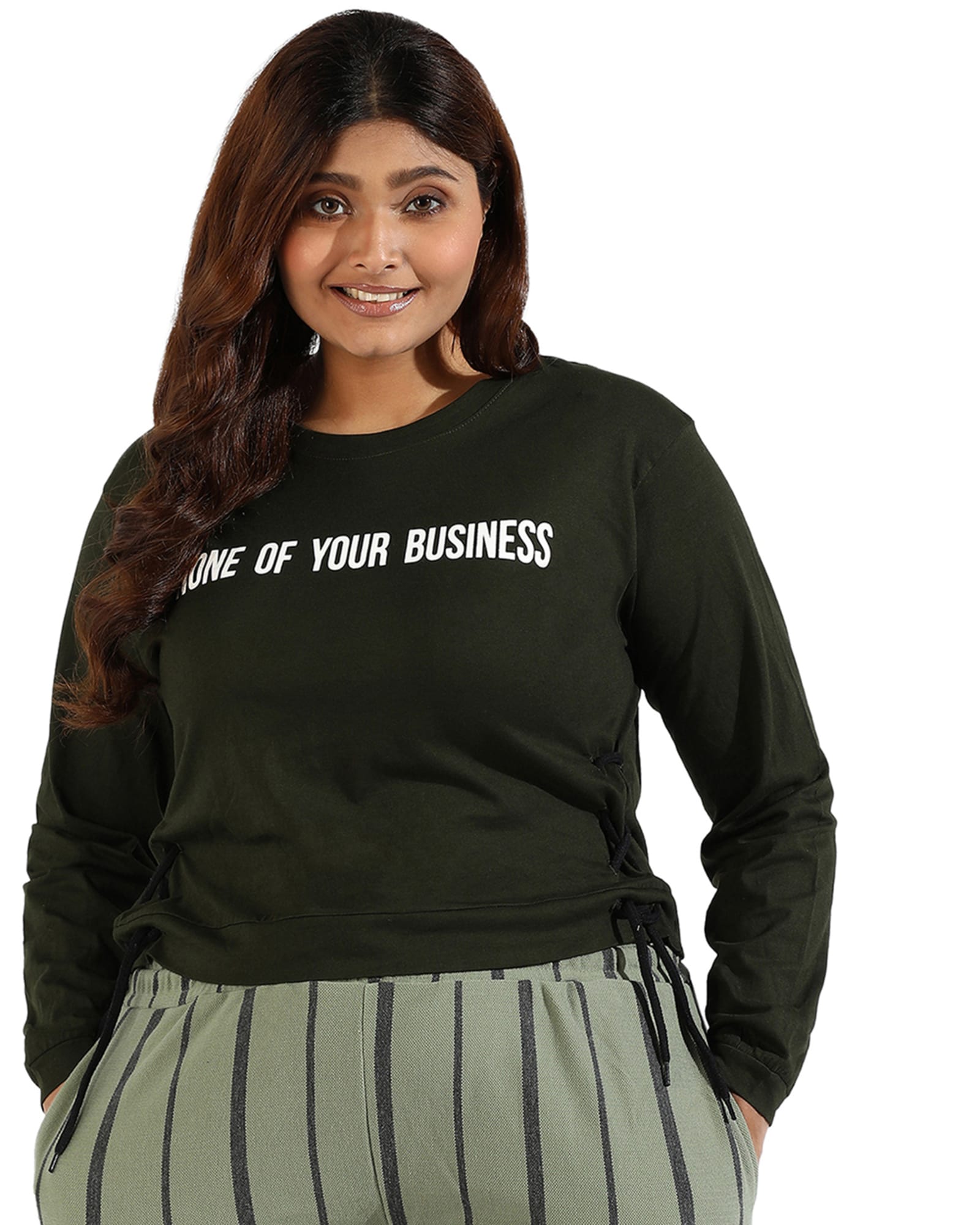Women Printed Long Sleeve Top | Forest Green