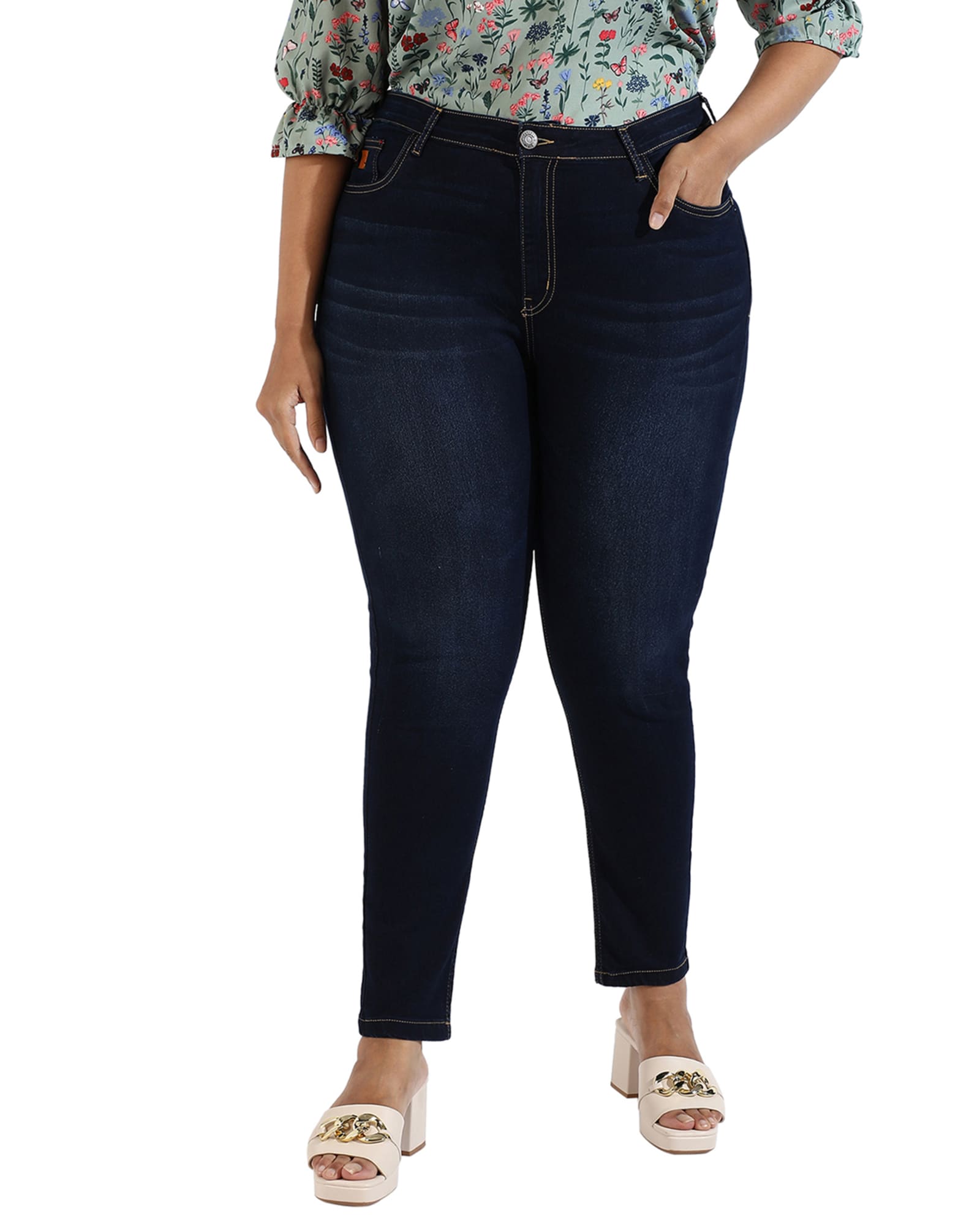 Women Dark Blue Skinny Fit Denim Jeans | Navy