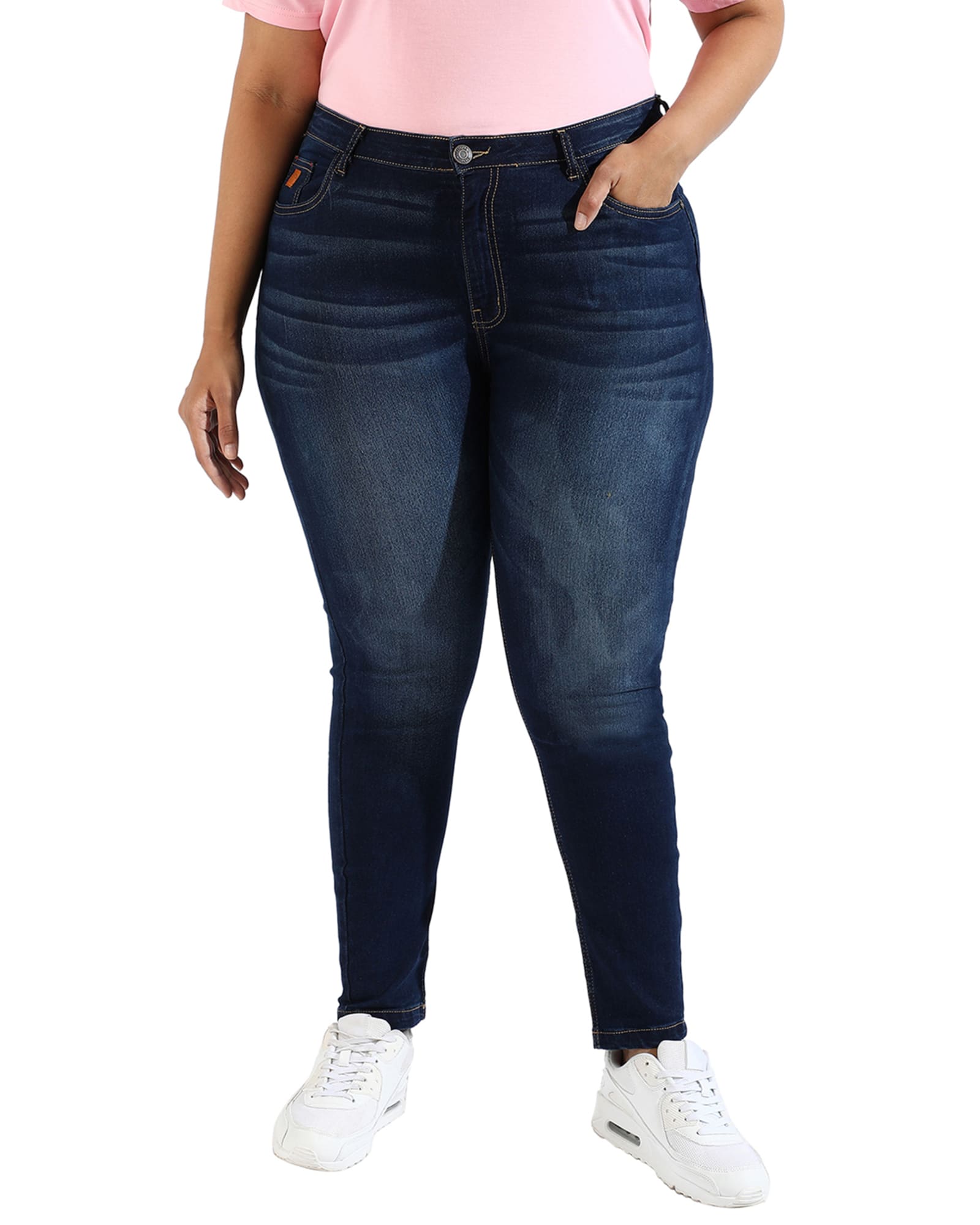 Women Solid Mid Wash Skinny Fit  Denim Jeans | Navy