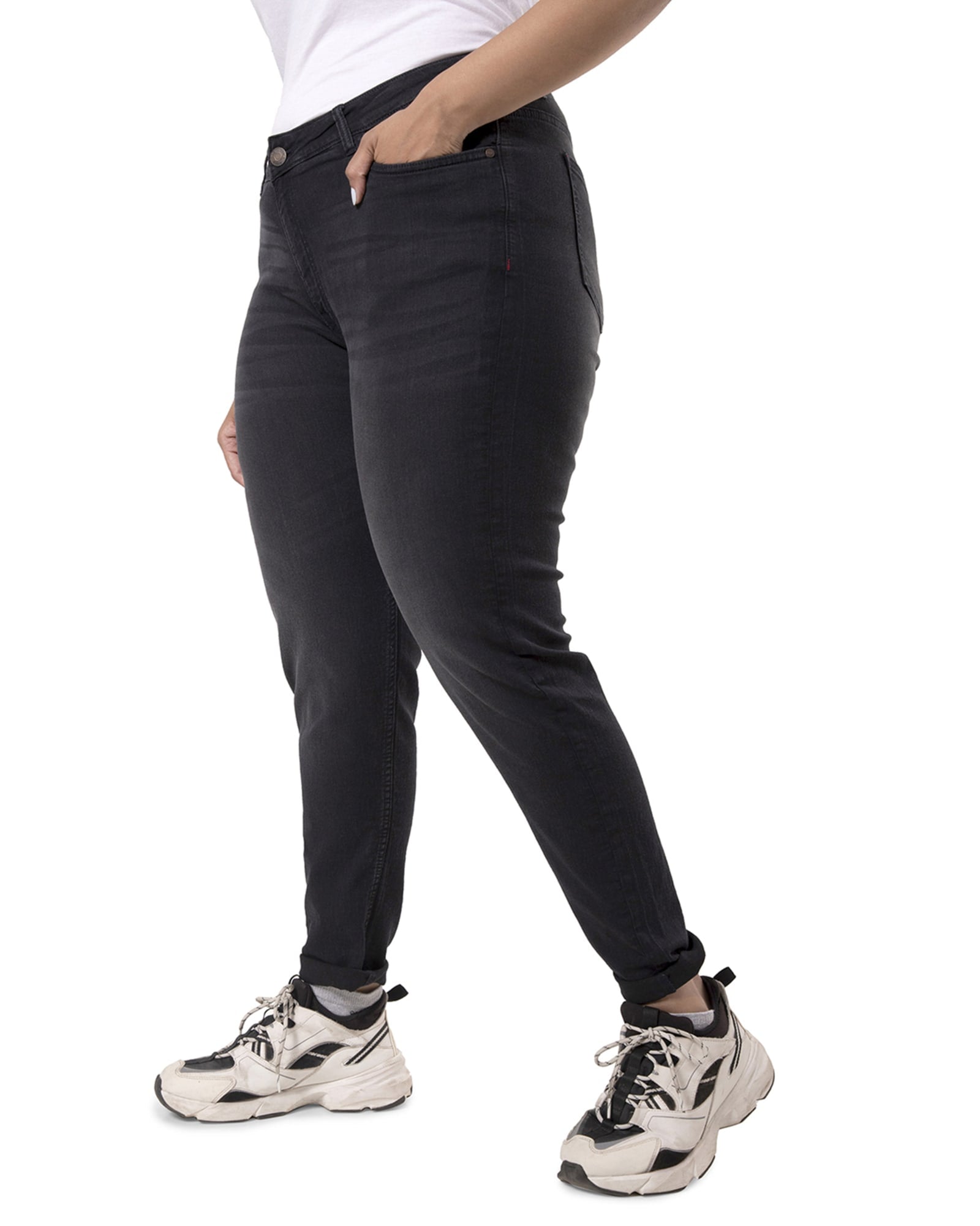 Casual Solid Skinny Mocha Brown Plus Size Pants (Women's) 