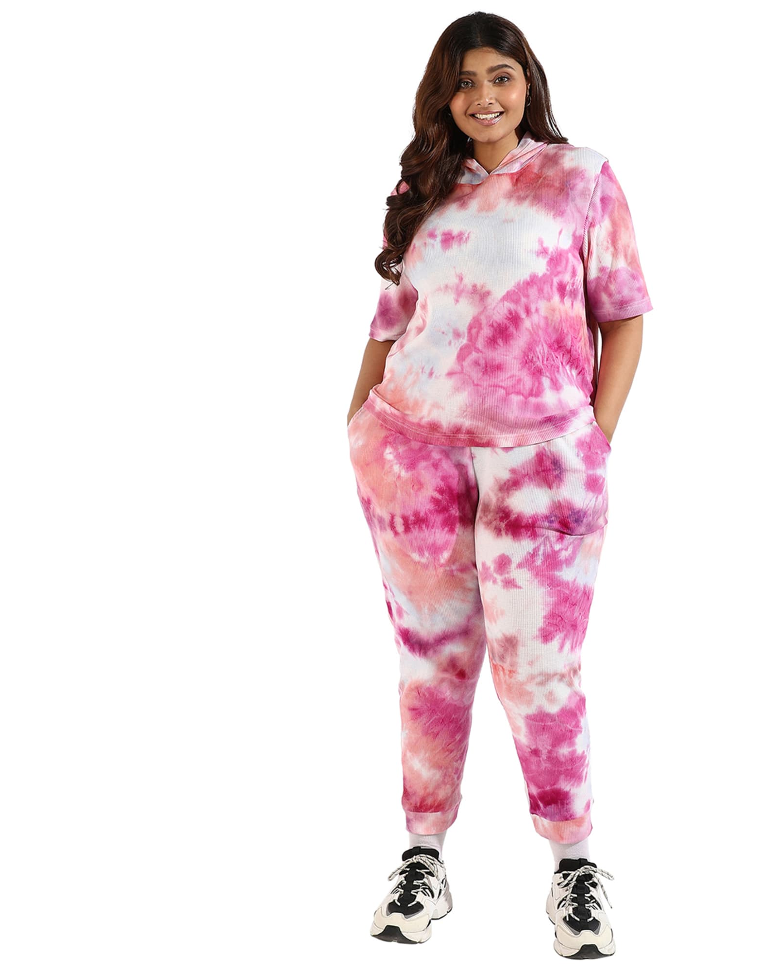 Women Tye-Dye Hooded Co-Ords Set | Pink