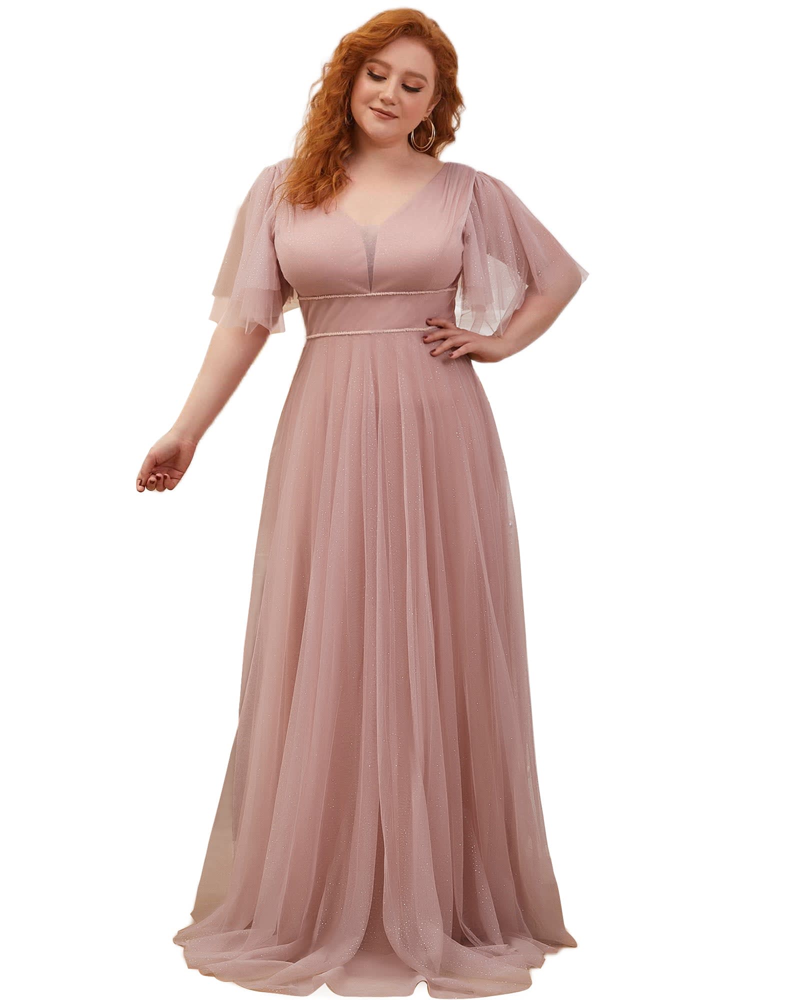 Plus Size Pink Ruffle Dress