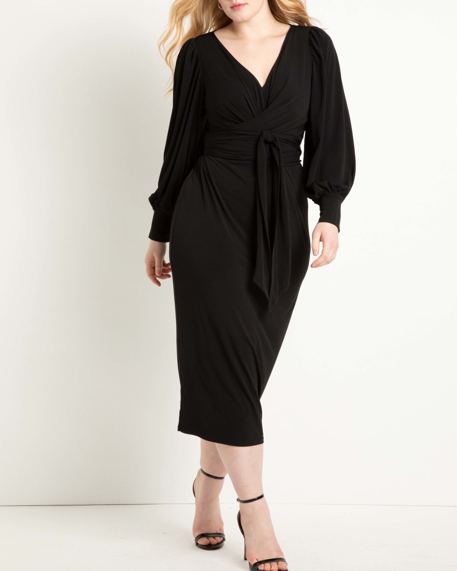 Cross Front Midi Dress | Totally Black