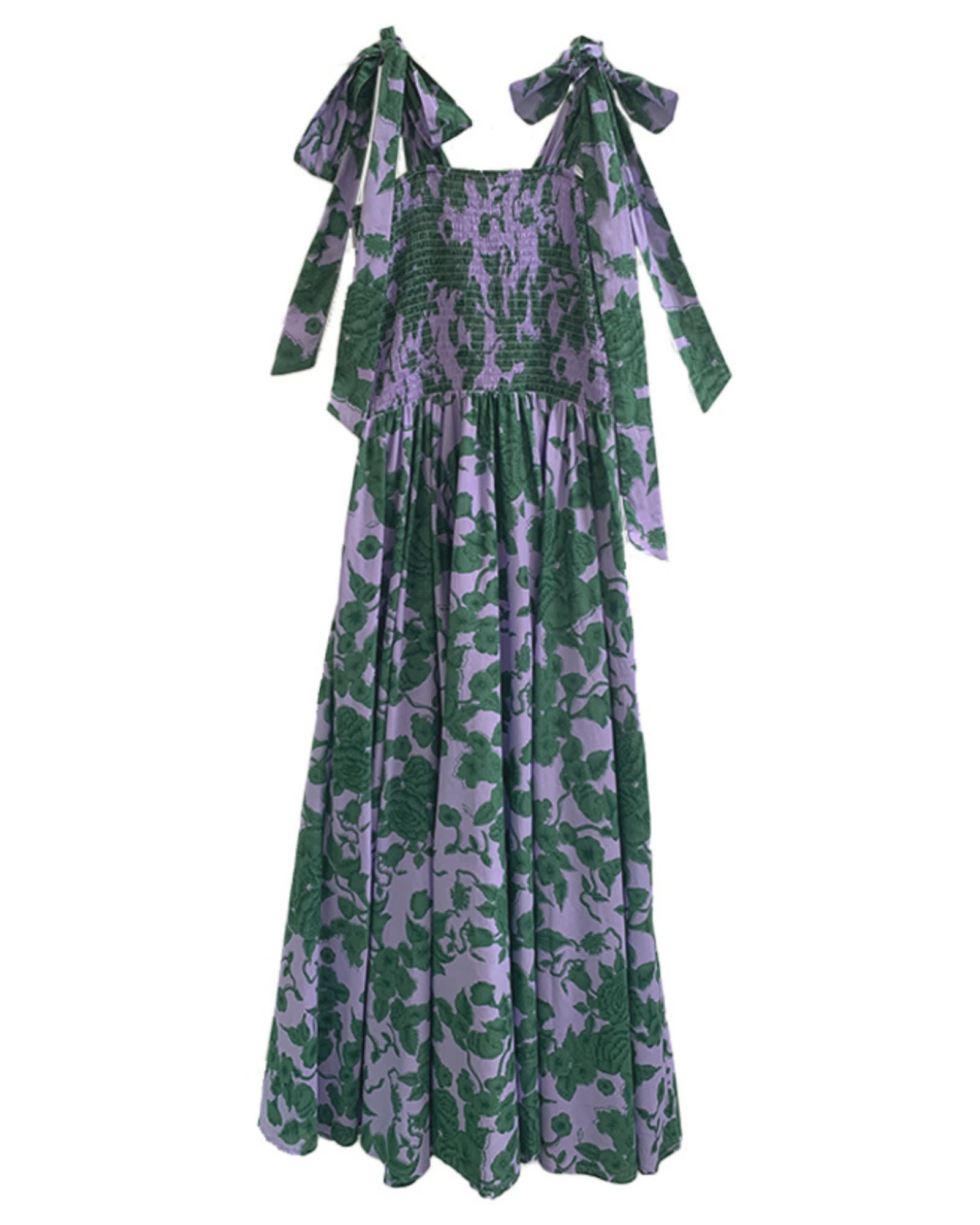 The Brooke Lilac and Green Floral Sundress | Lilac & Green Floral