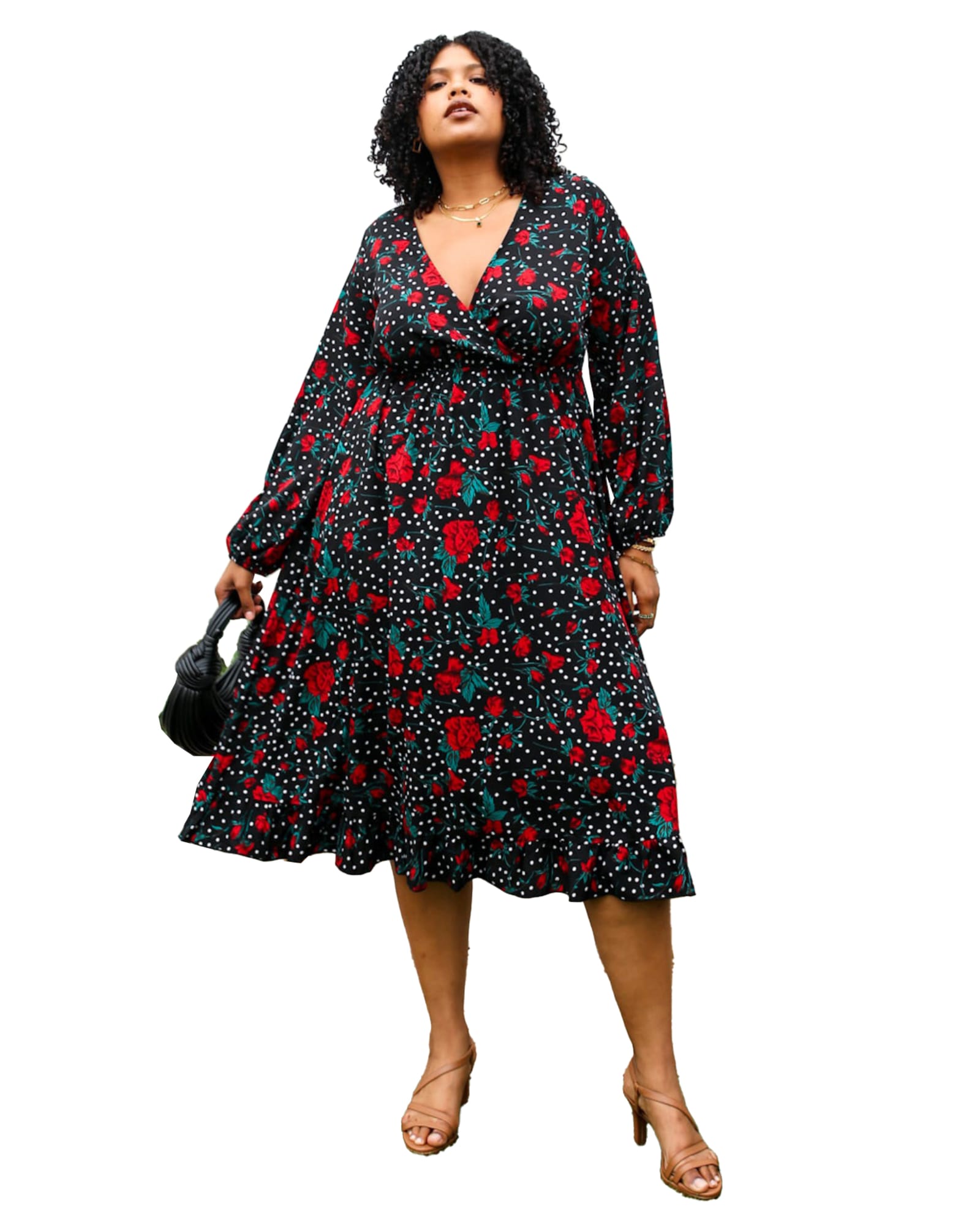 Plus Size Printed Long Sleeve Dress