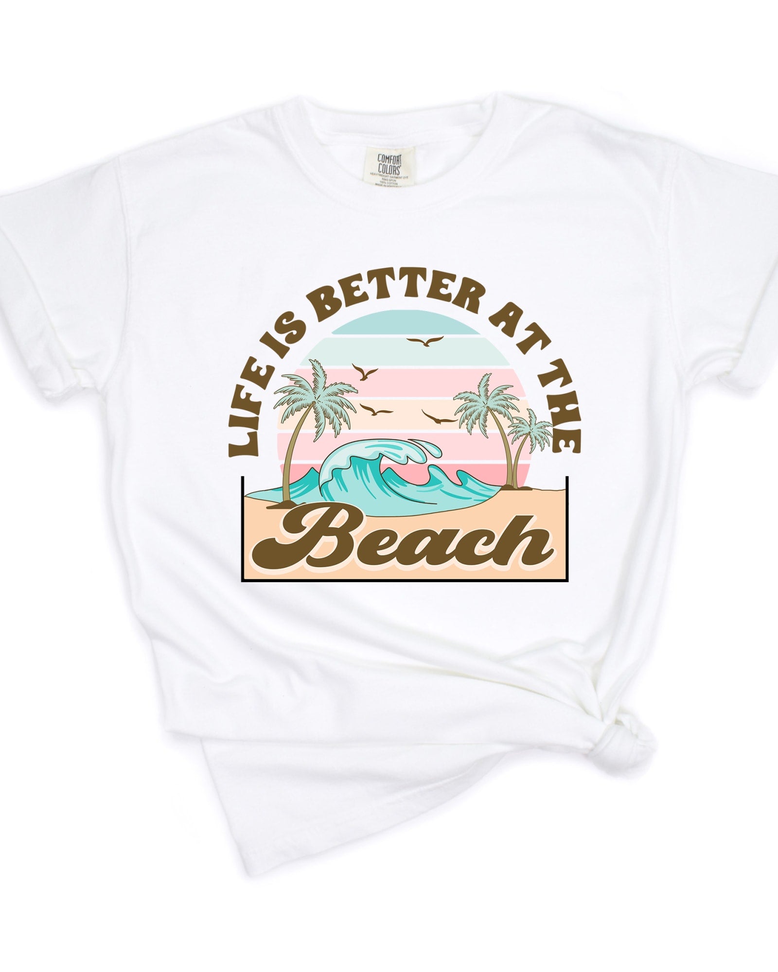 Better At The Beach Wave Garment Dyed Tee | White