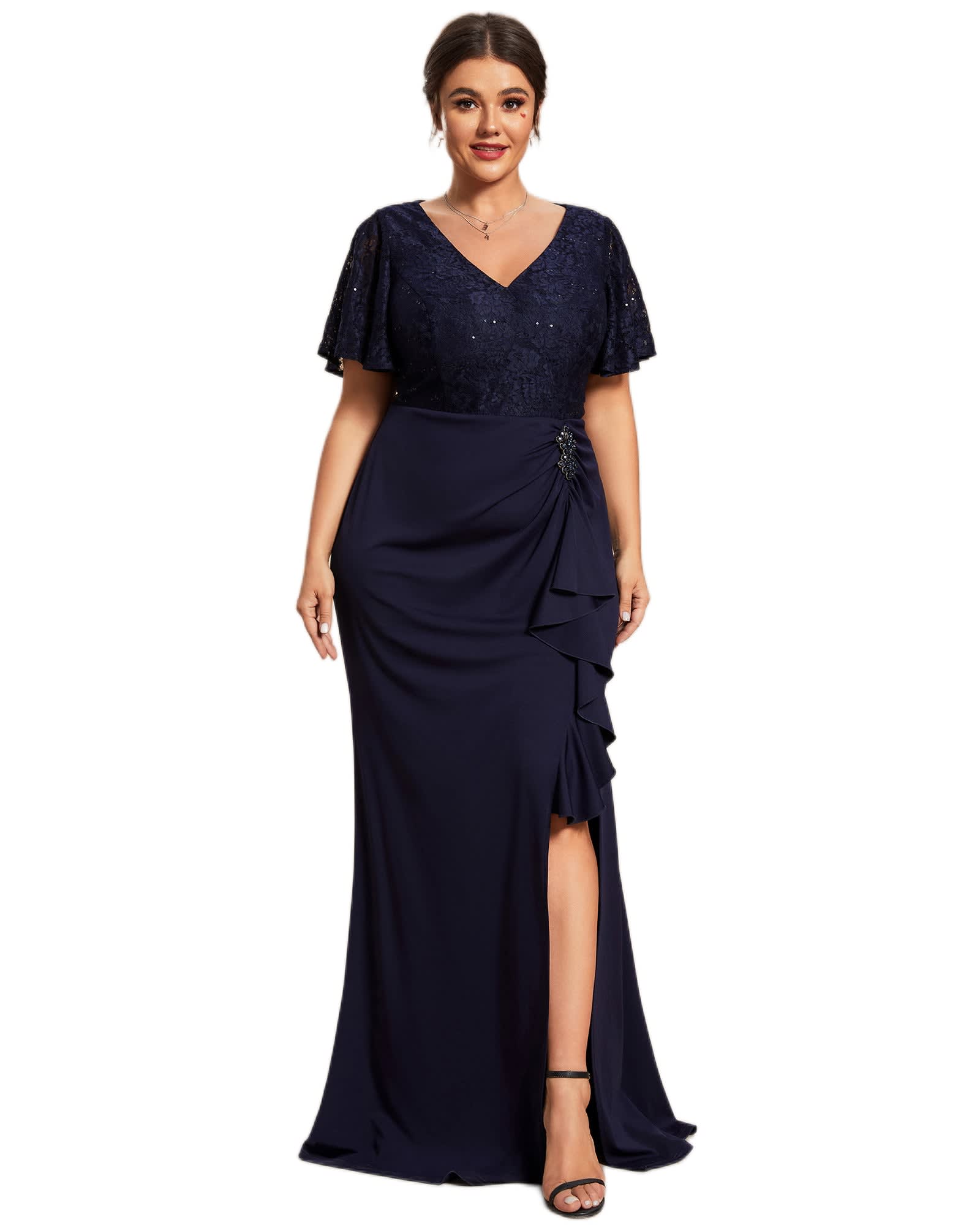 Navy blue wedding clearance guest dress plus size