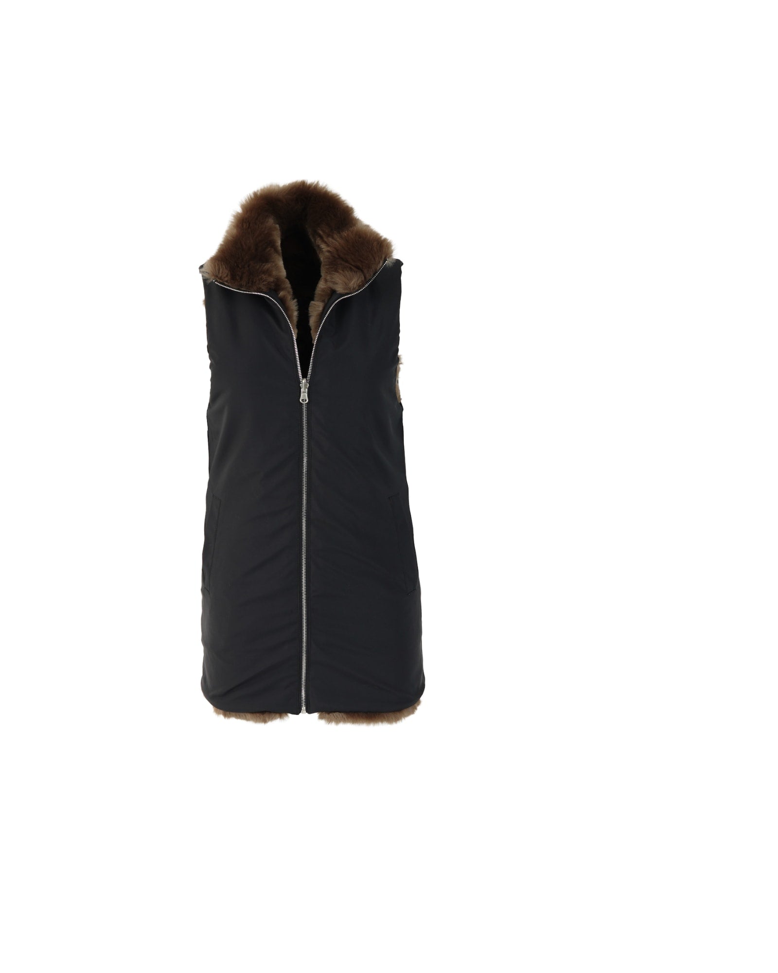 Reversible Zip Vest Black Mink | MOCHA MINK