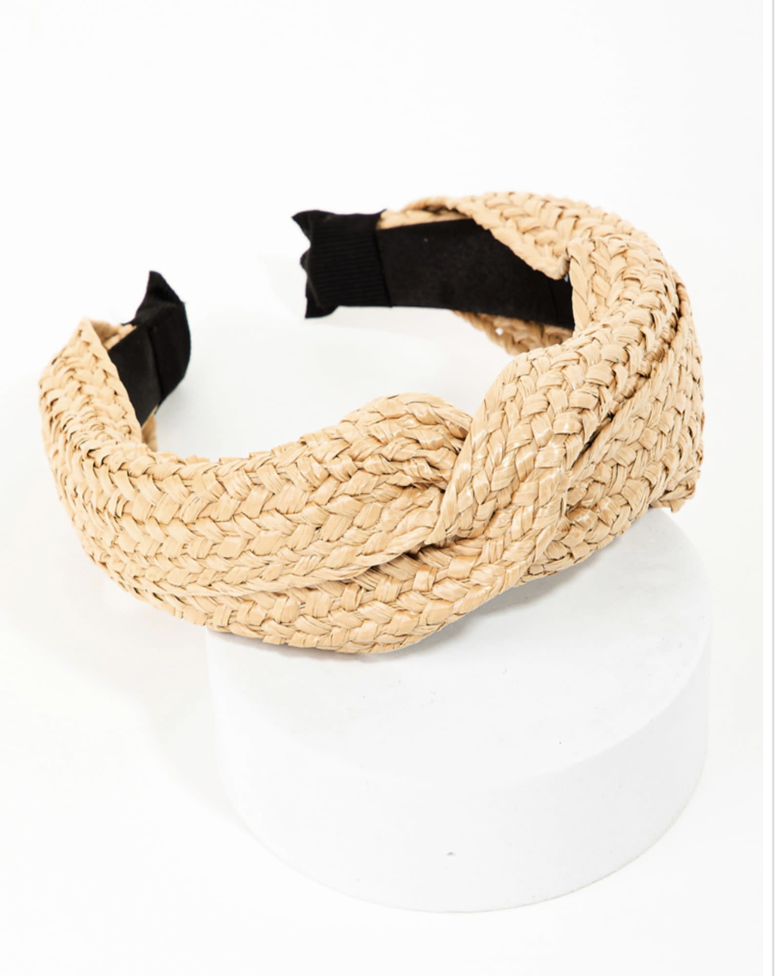 Straw Braided Twist Headband | KHAKI