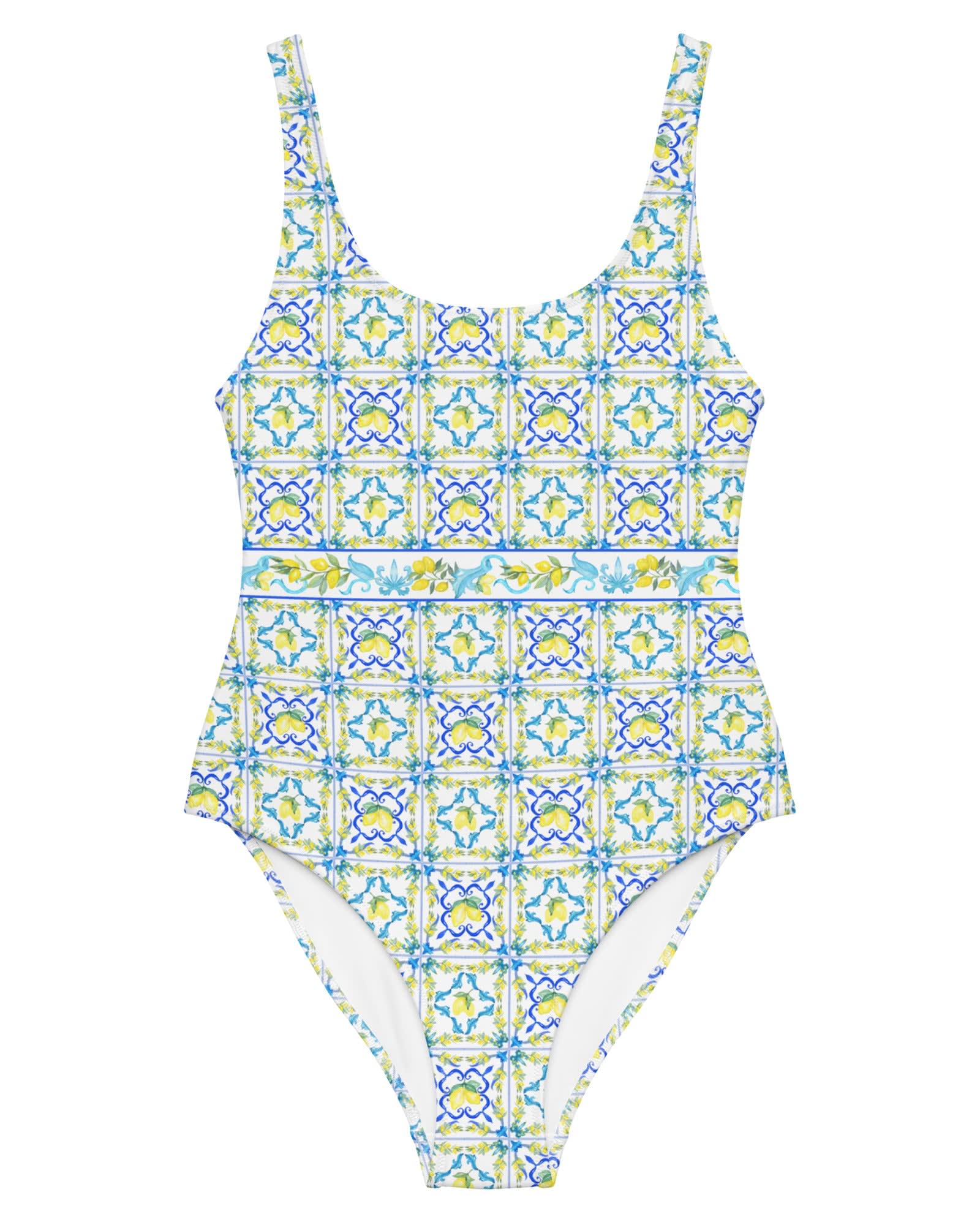 La Dolce Lemon Tile One-Piece Swimsuit | White