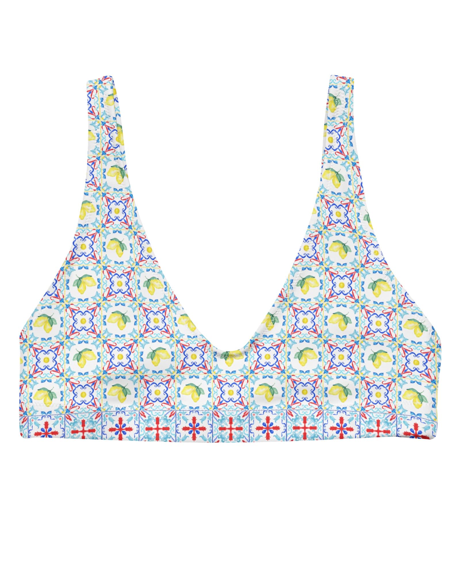 Capri Citrus Mosaic Recycled Bikini Top | Multi