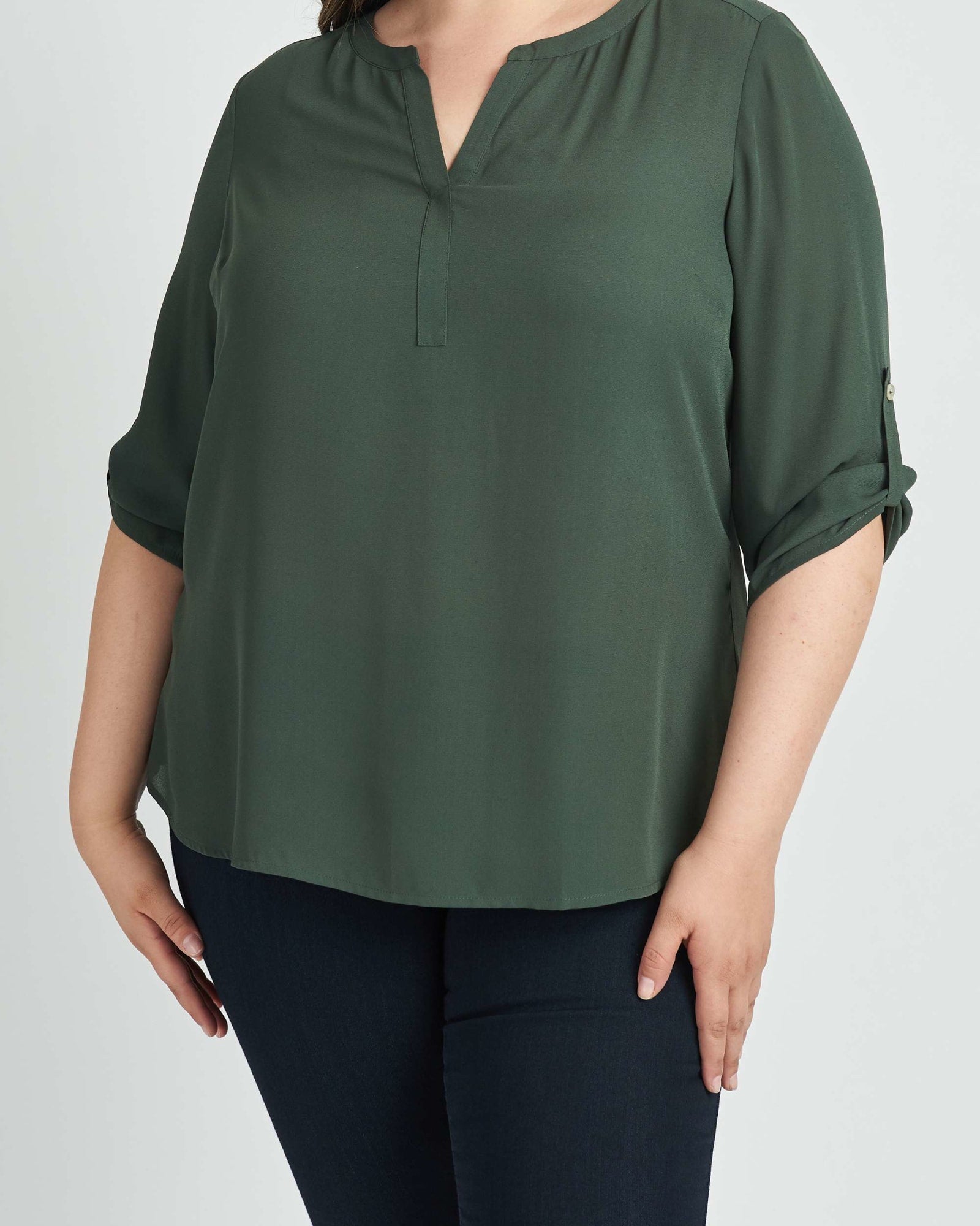 Gabriella 3/4 Roll-Tab Sleeve Blouse | HUNTER