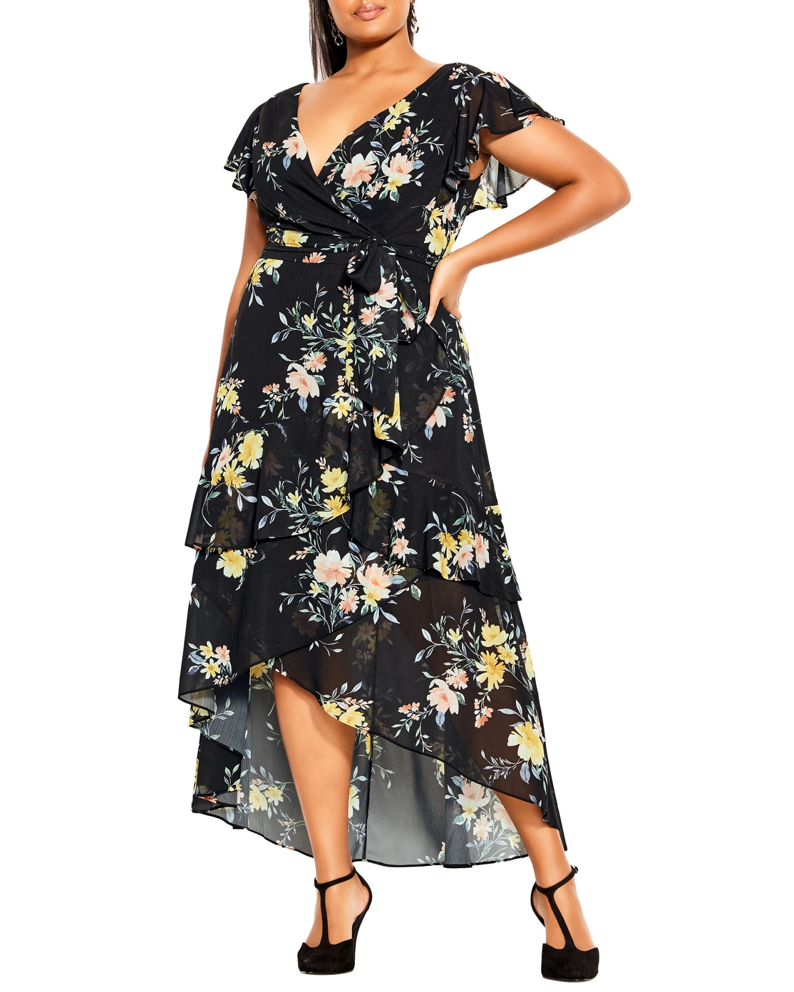 Flirty Tier Maxi Dress | Watercolour Floral