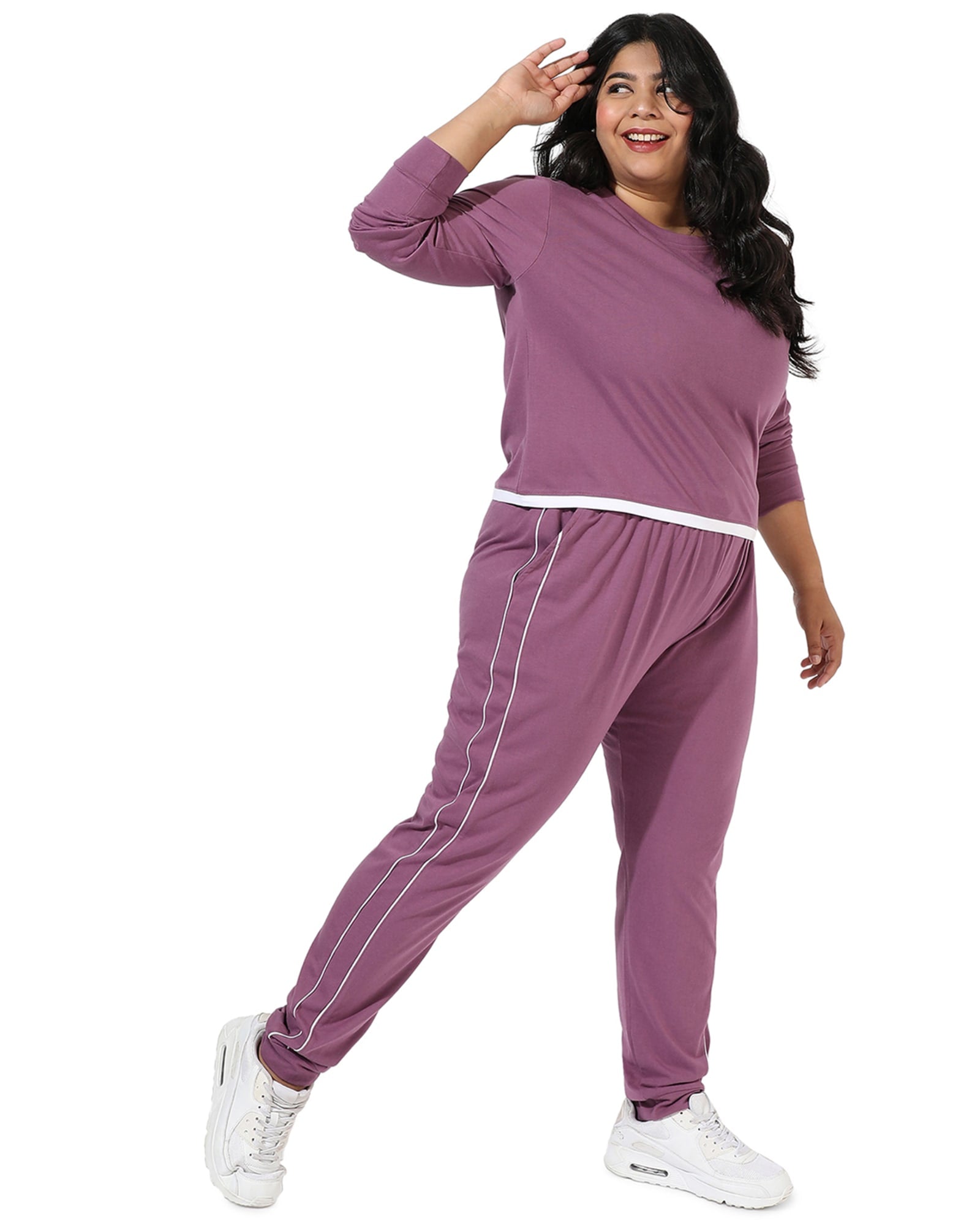 Solid Lilac 3/4 Sleeve Co-ords set with Trouser | Lilac