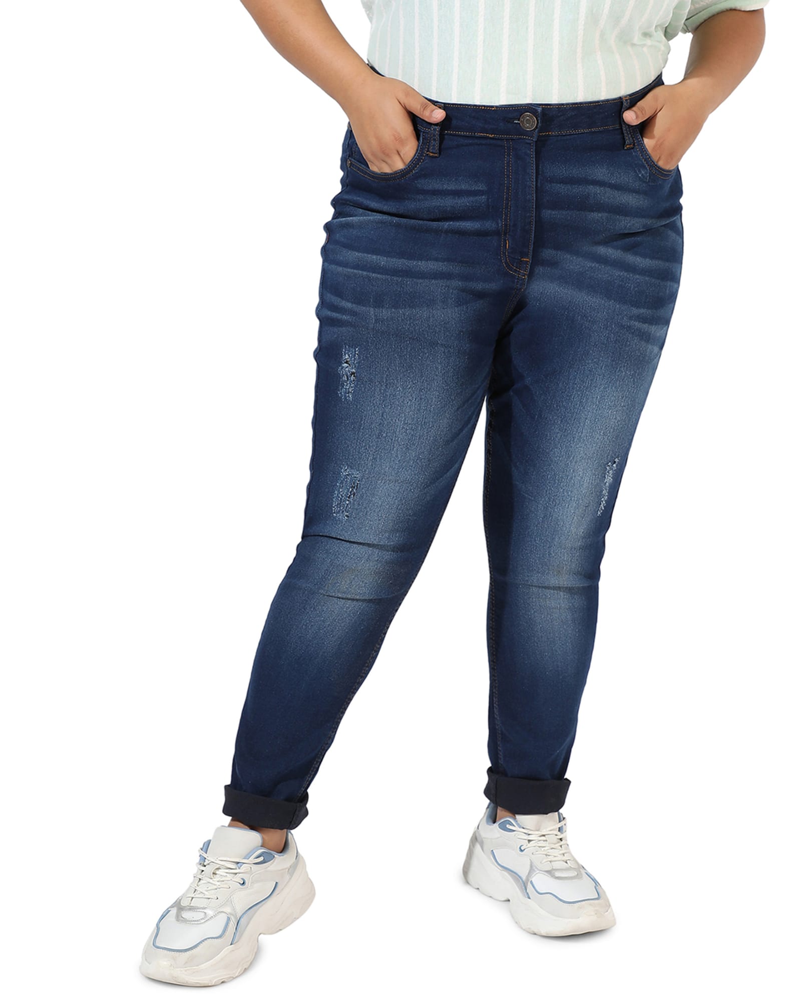 Stone Wash Skinny Jeans | Navy