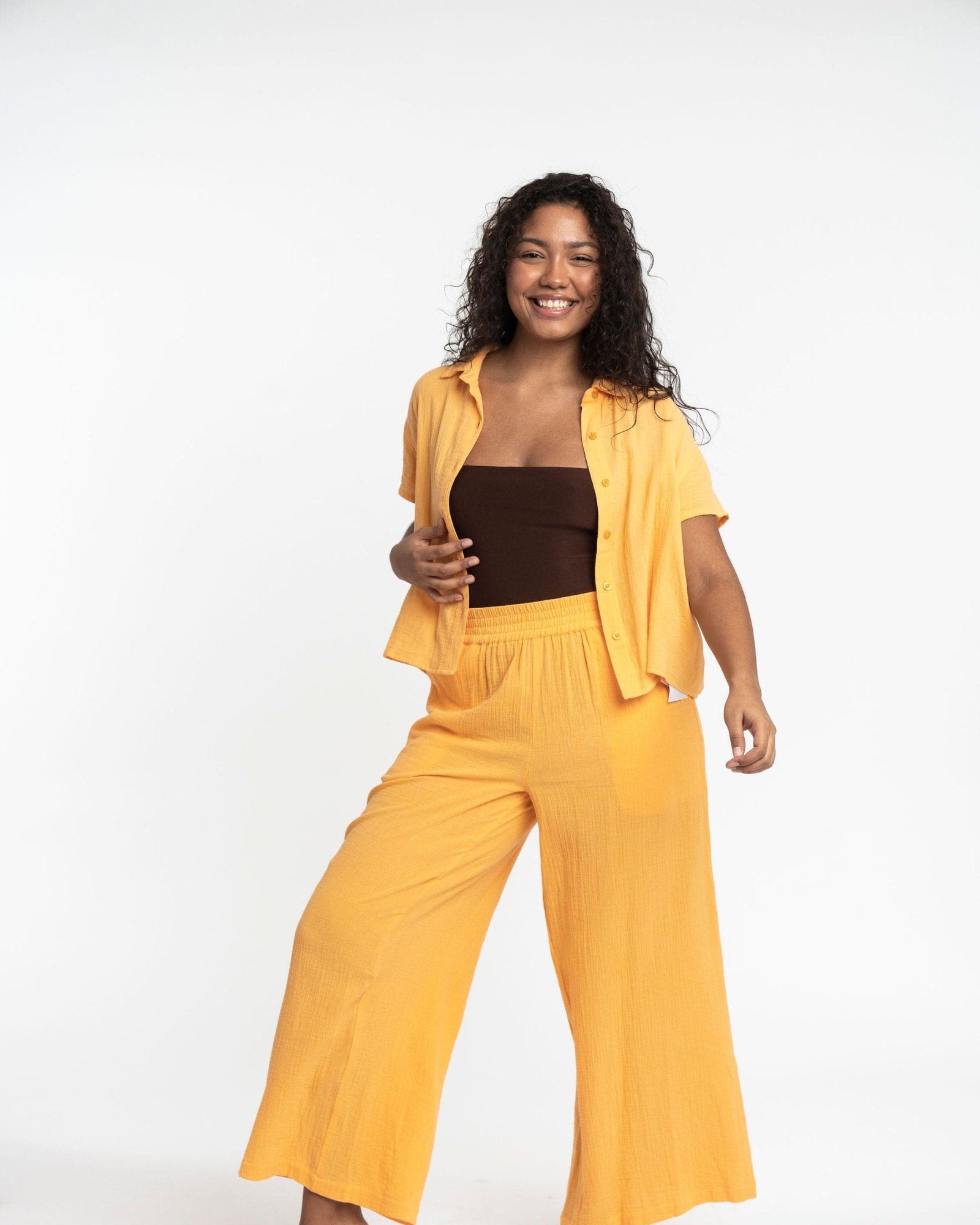 Organic Cotton Gauze Wide Leg Pants