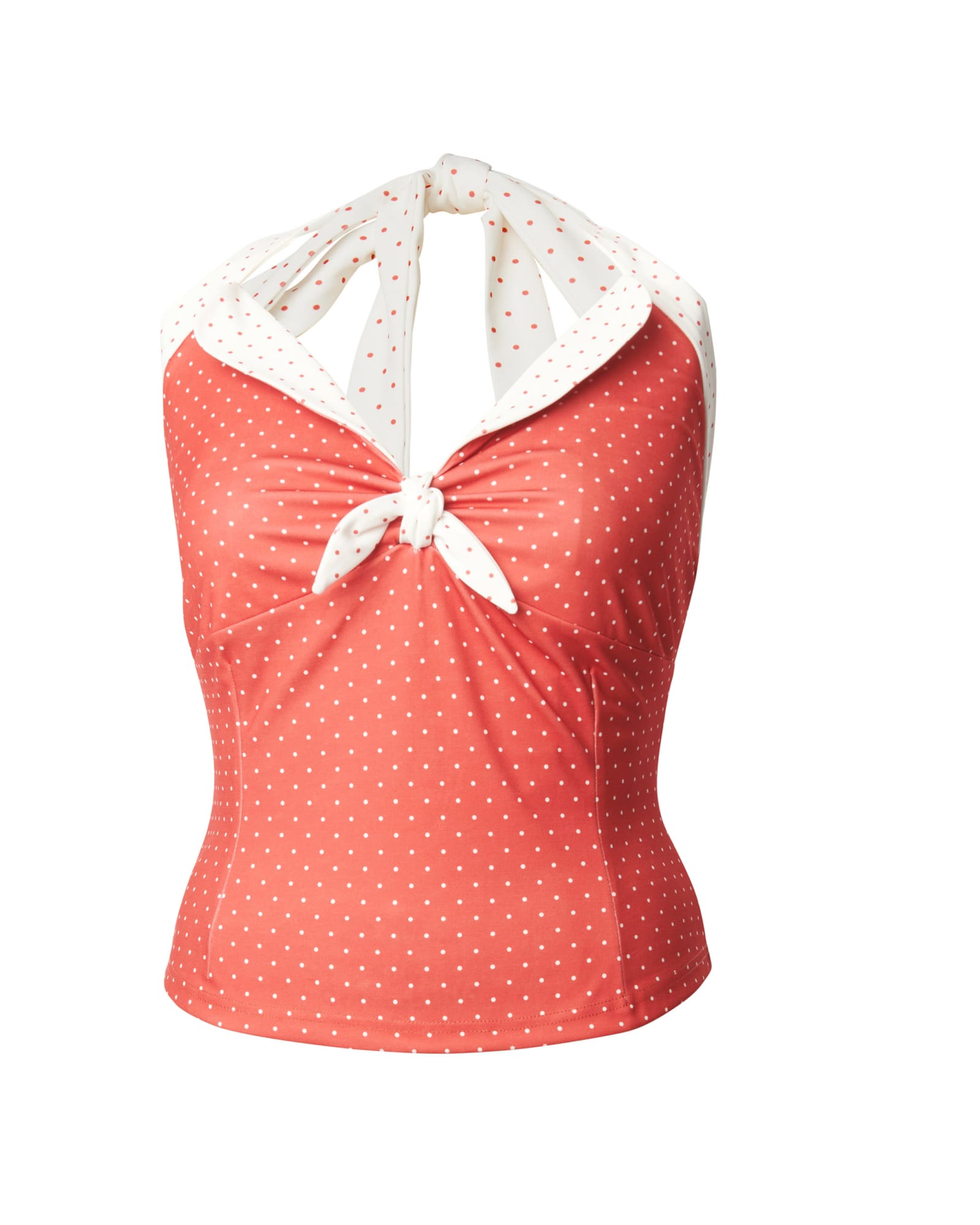 Unique Vintage Red Pin Dot Halter Top | Red