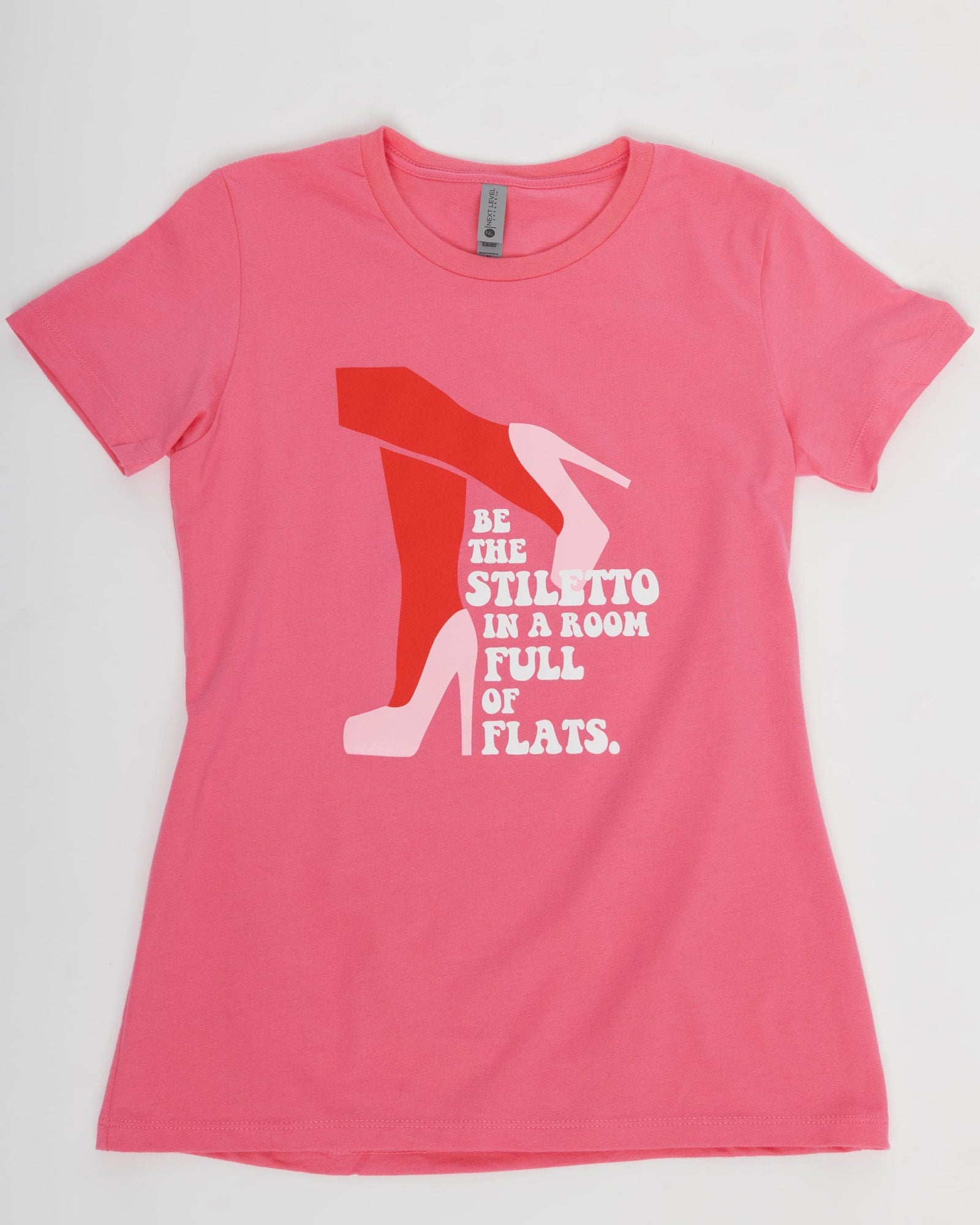 Unique Vintage Be The Stiletto Pink Fitted Womens Graphic Tee | Pink