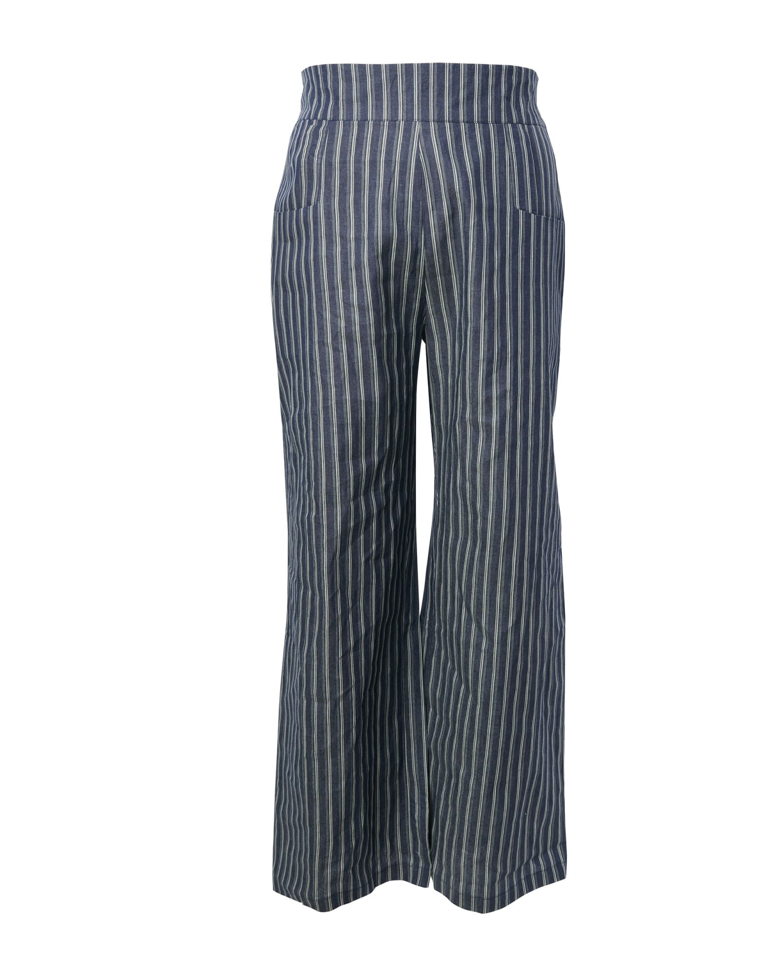 Unique Vintage Denim & White Stripe High Waist Sailor Ginger Pants | Blue, Striped