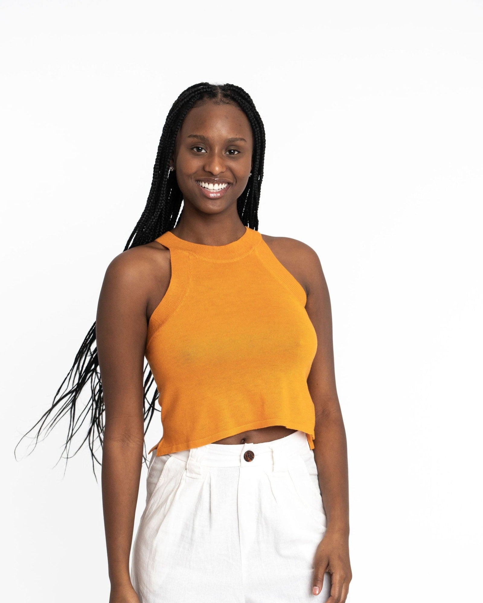 Edith: Sustainable High Neck Knit Tank by Elaine Lewis | Mango