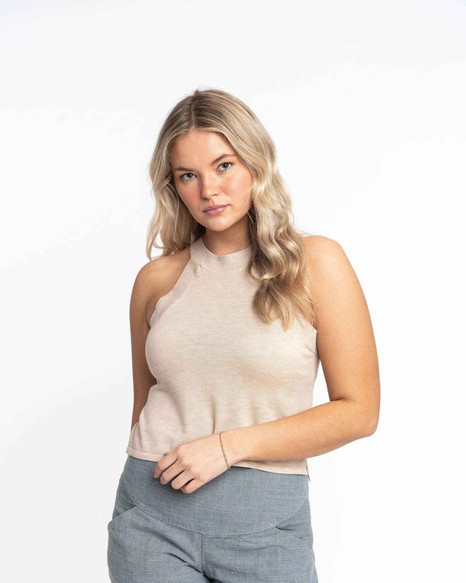 Edith: Sustainable High Neck Knit Tank by Elaine Lewis | Dune