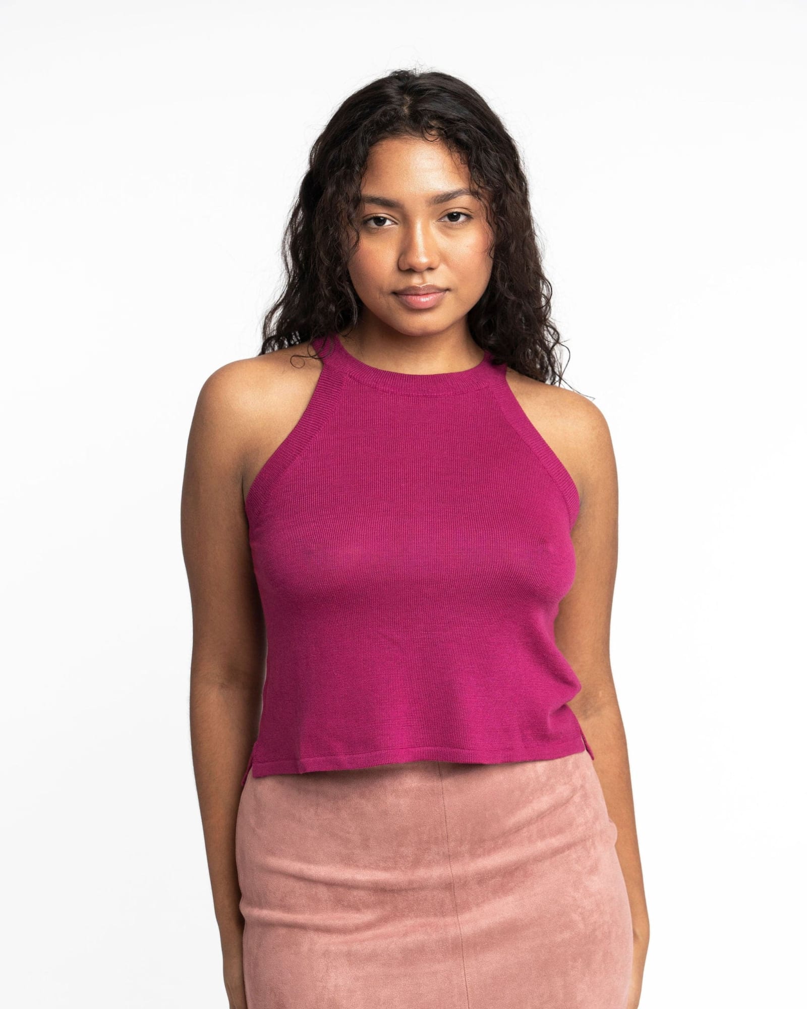 Edith: Sustainable High Neck Knit Tank by Elaine Lewis | Aster