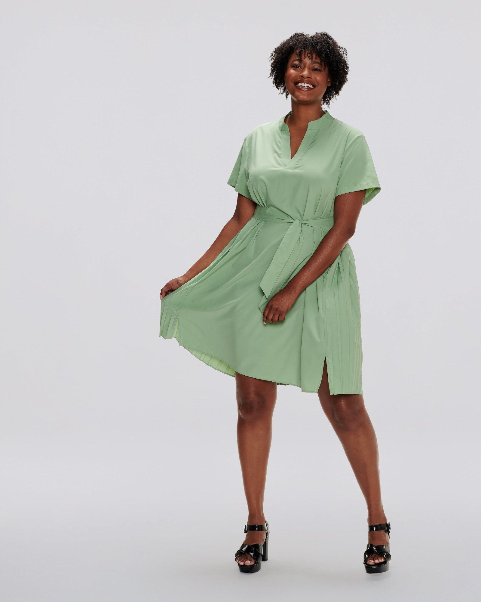 Gabrielle Pleated Back Dress with Pockets | Basil
