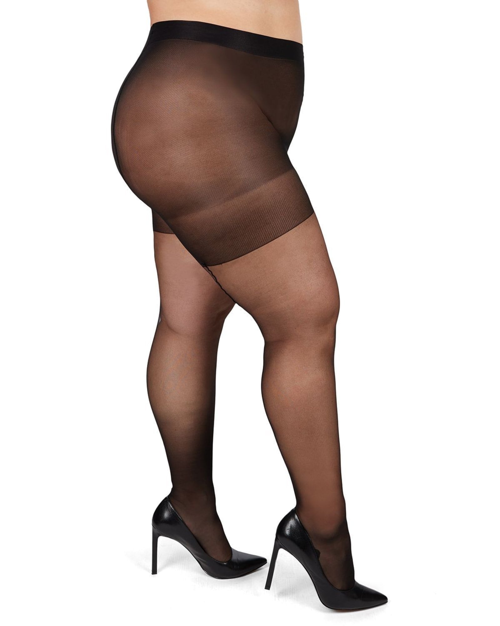 Plus Size Curvy Backseam Fishnet Thigh High Stocking