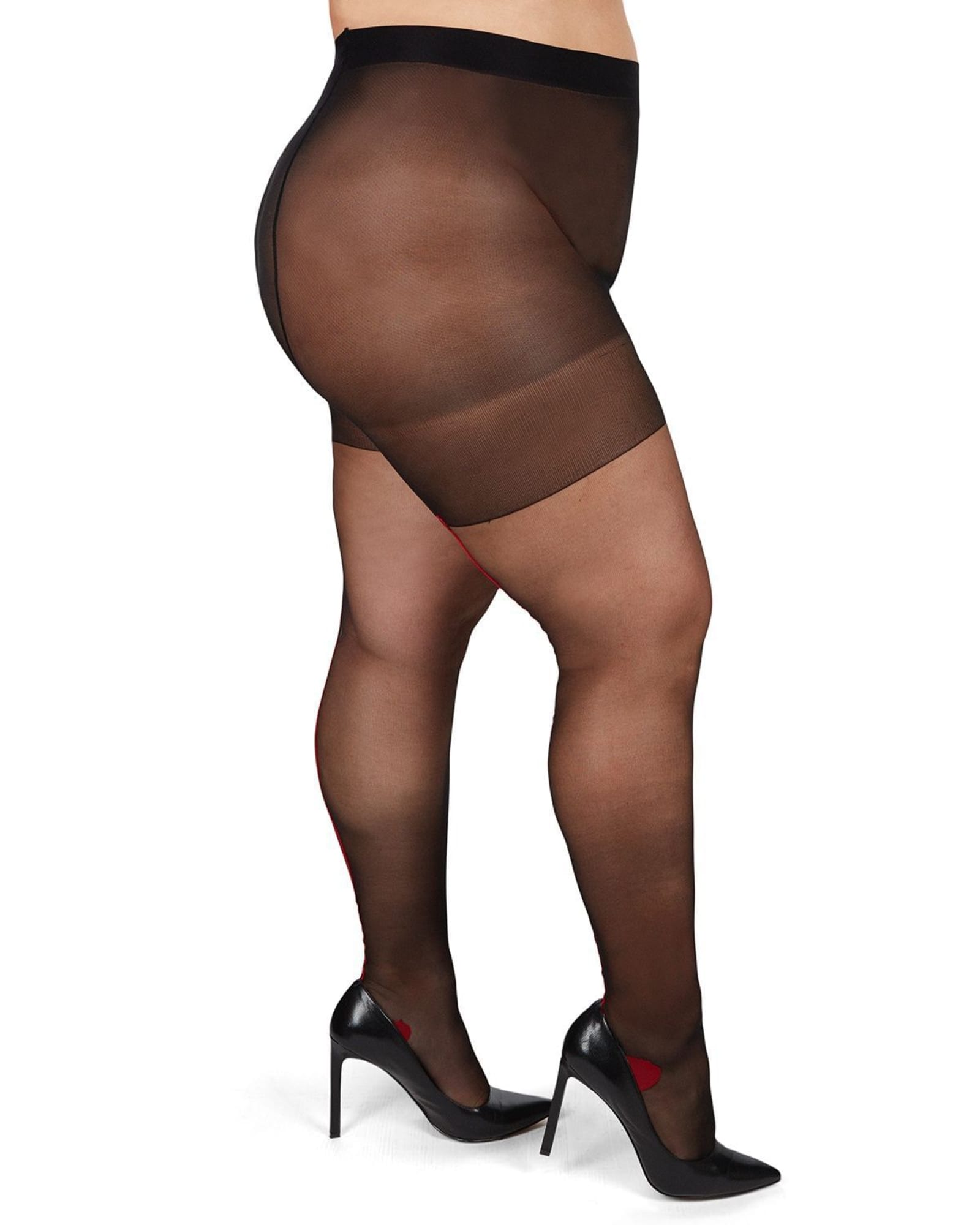 Plus Size Diagonal Line Pantyhose with Control Top