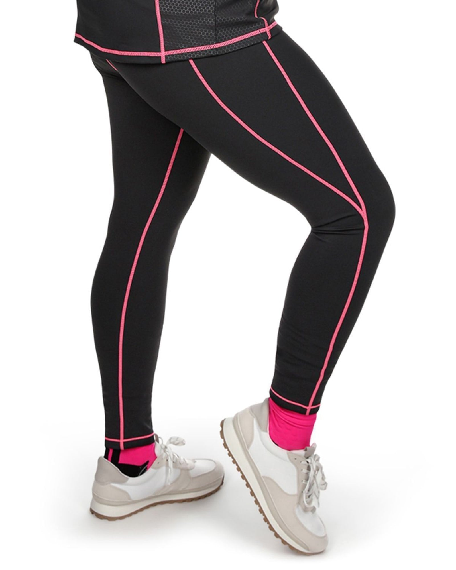 Solid Moisture Wicking Legging With Neon Stitching | Black