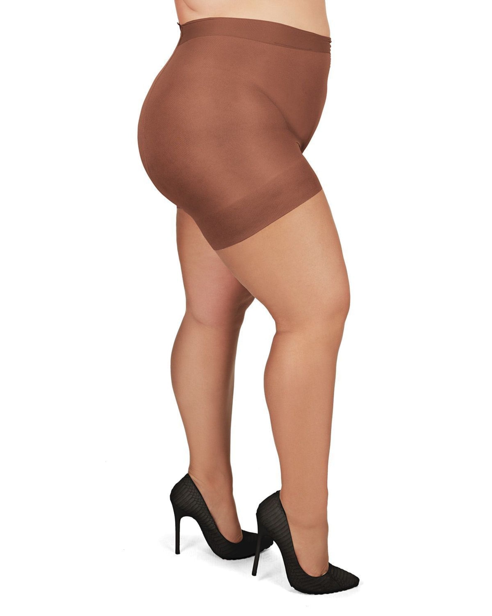 Plus Size Curvy Ultra Sheer Control Top Pantyhose | French Coffee